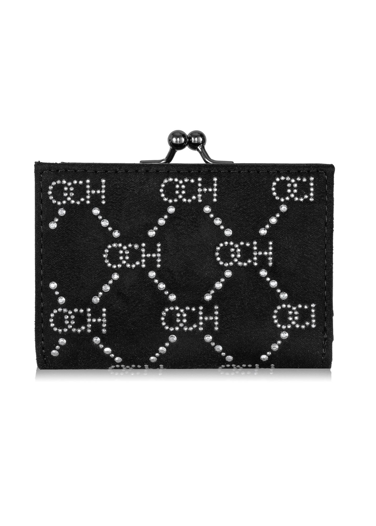 Czarny mały portfel z monogramem damski POREC-0342-99(Z23)-01