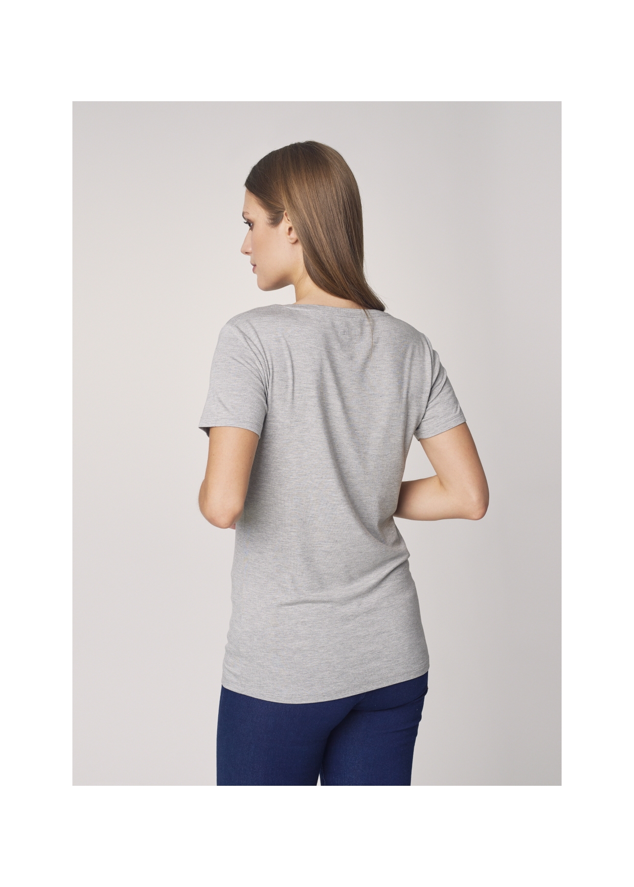 Szary T-shirt damski z wilgą TSHDT-0080-91(Z21)-02