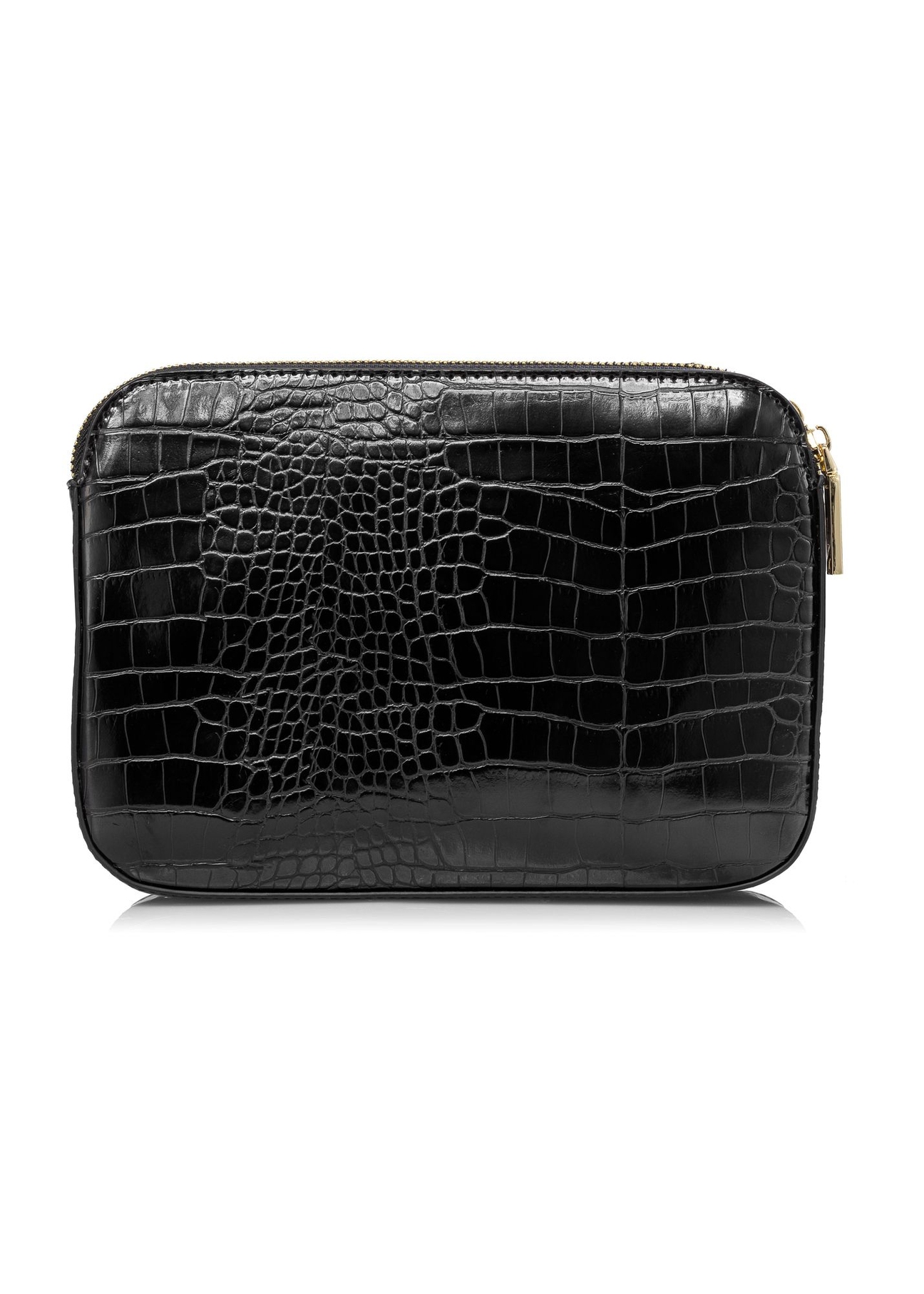 Mała czarna torebka damska croco TOREC-0205B-97(W23)-04