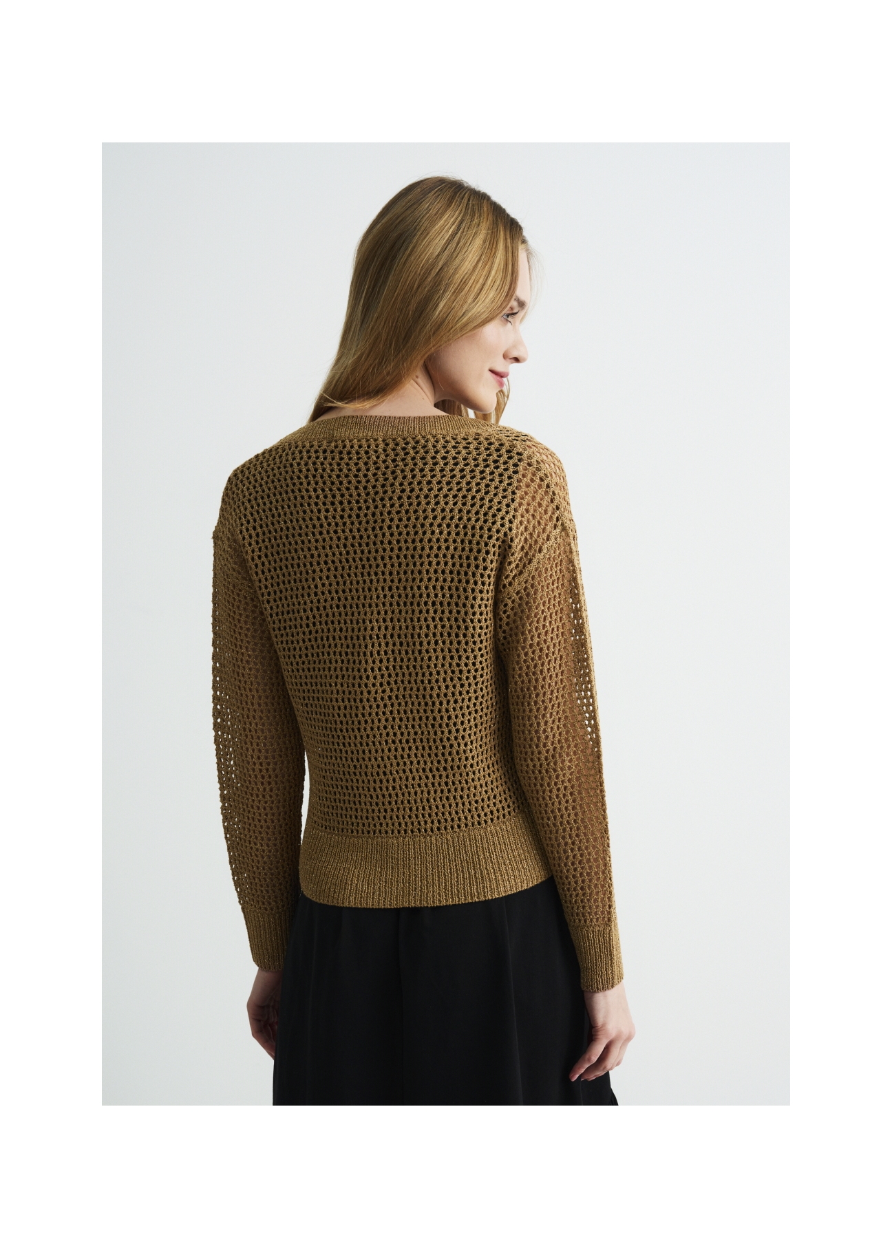 Sweter zapinany ażurowy damski SWEDT-0158-82(W22)-04