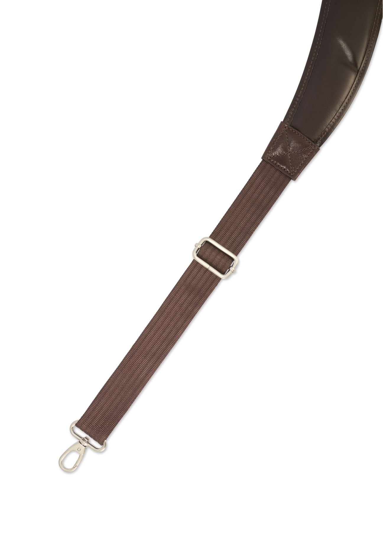 Brązowa skórzana torba męska TORMS-0483-89(Z25), widok na pasek produktu na białym tle.