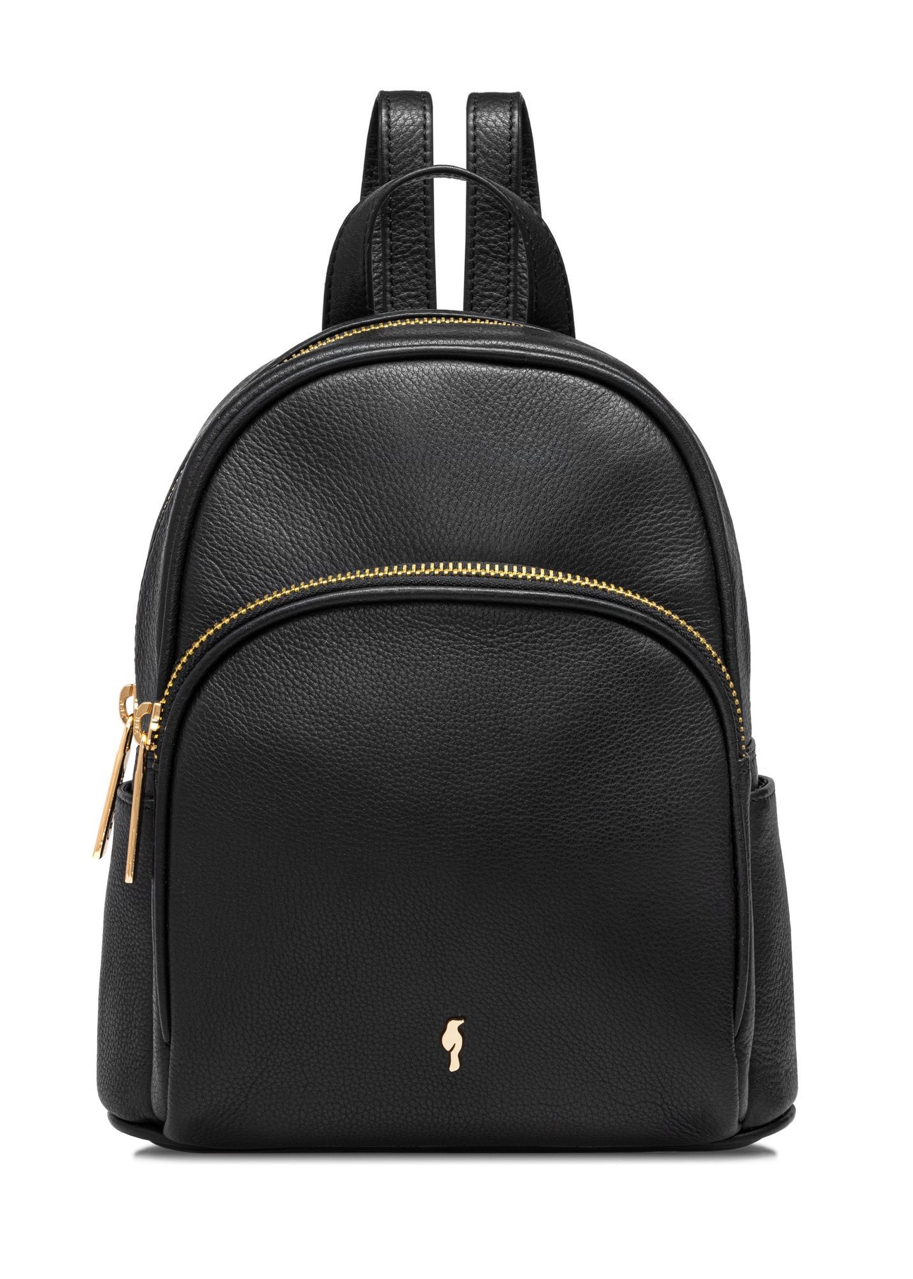 Czarny skórzany plecak damski TORES-1089A-99(W26), widok produktu z przodu na białym tle.