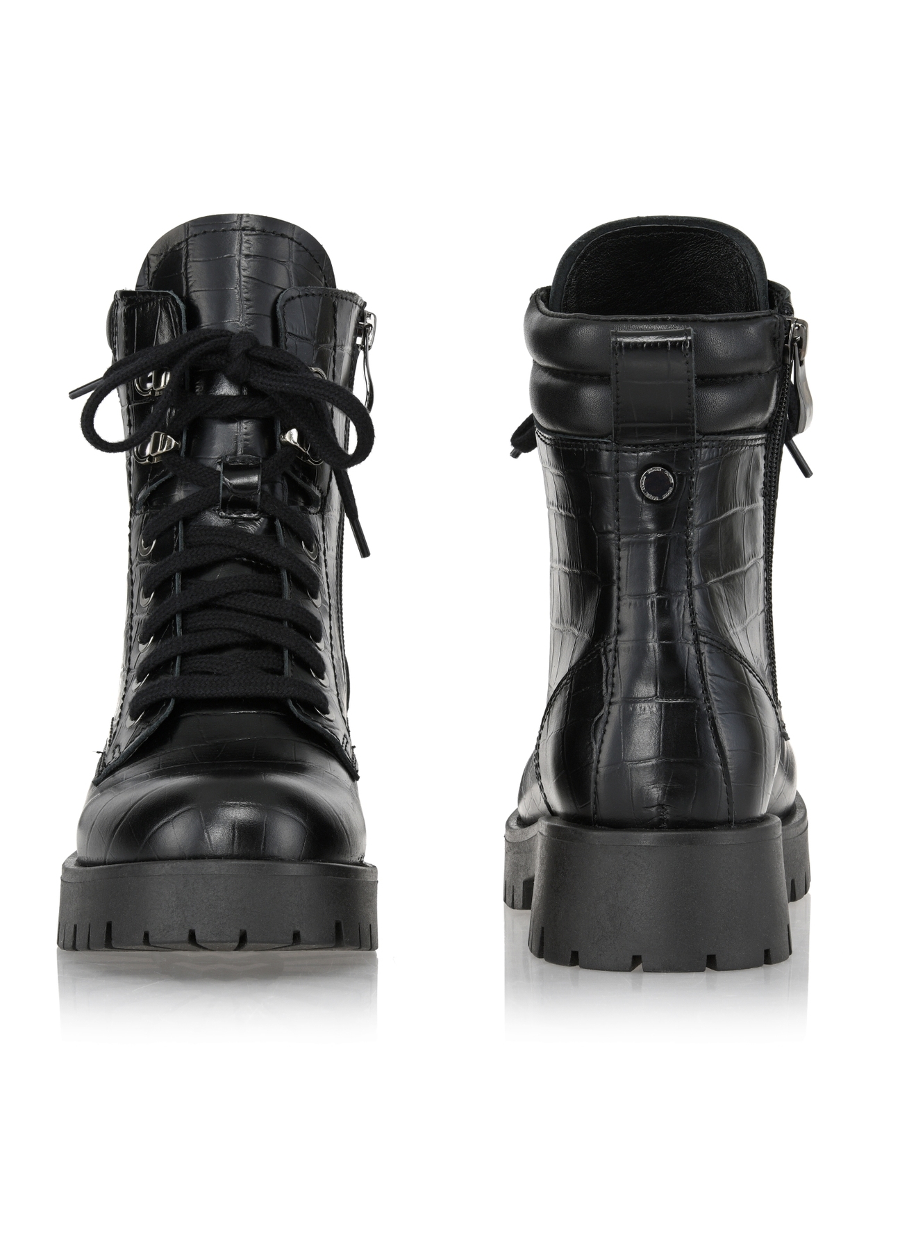 Czarne skórzane botki damskie croco BUTYD-1038-99(Z23)-03