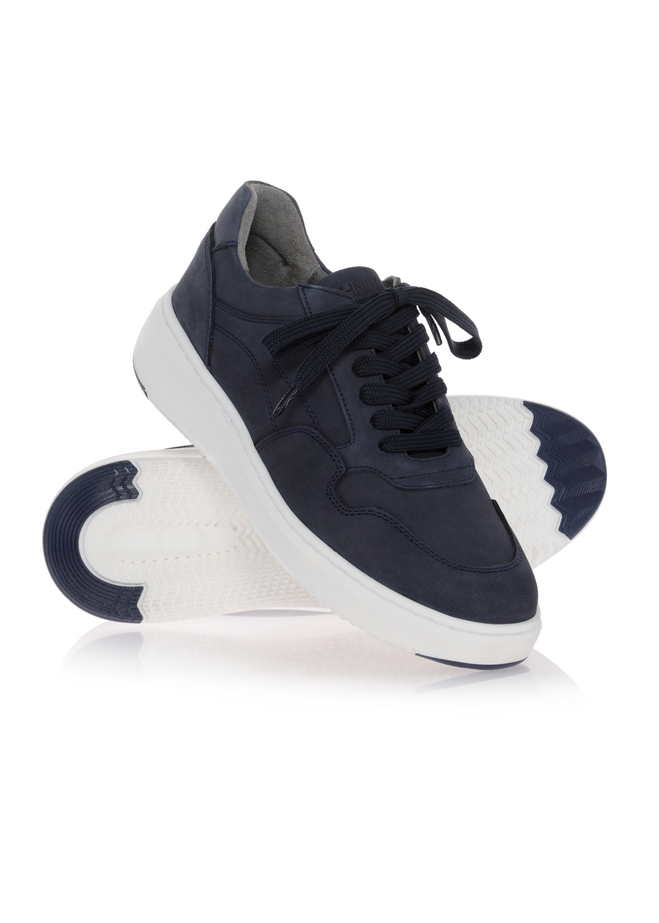 Granatowe skórzane sneakersy męskie BUTYM-0437-69(W23)-04