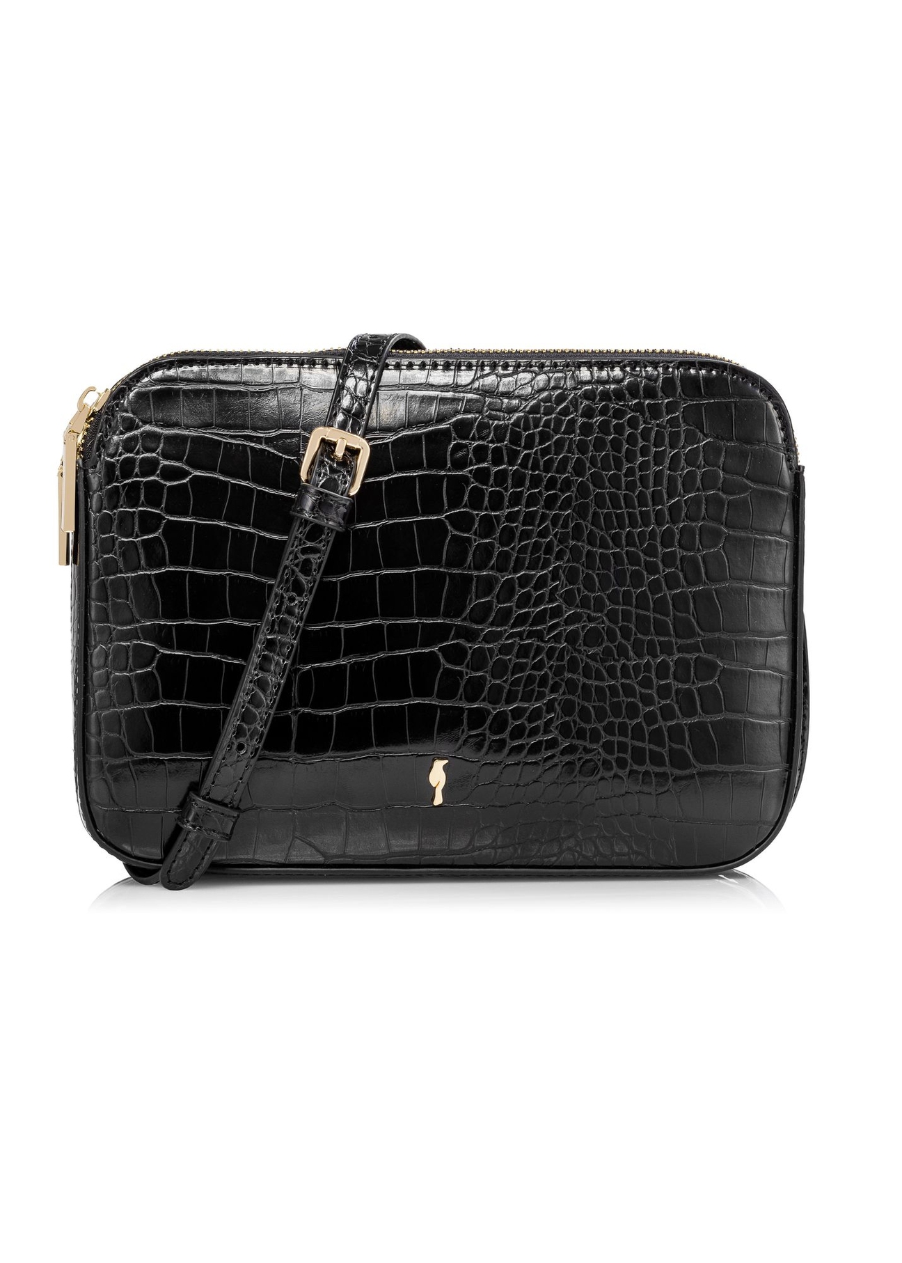 Mała czarna torebka damska croco TOREC-0205B-97(W23)-01