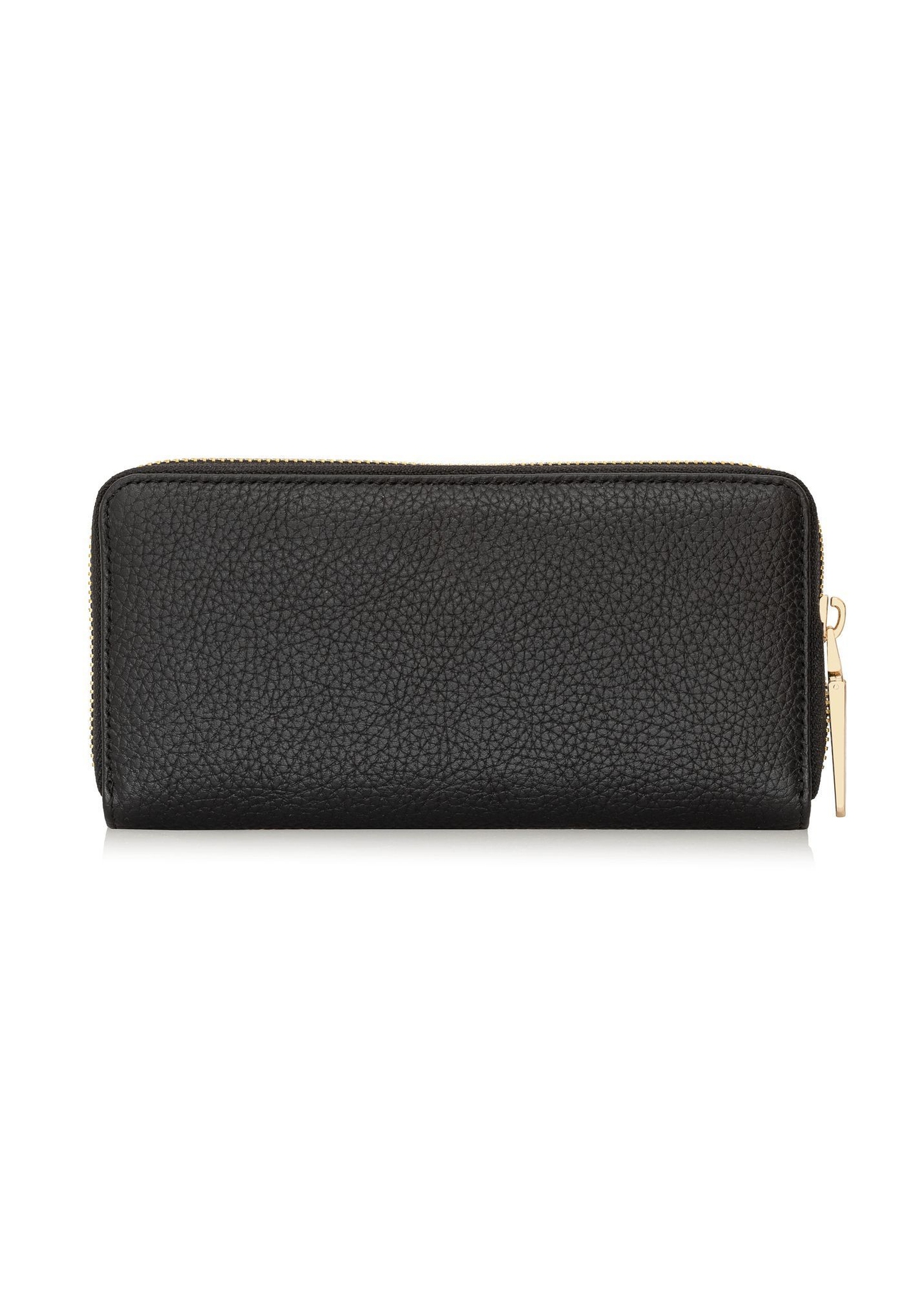 Czarny skórzany portfel damski PORES-0800R-9I(W26), widok produktu z tyłu na białym tle.