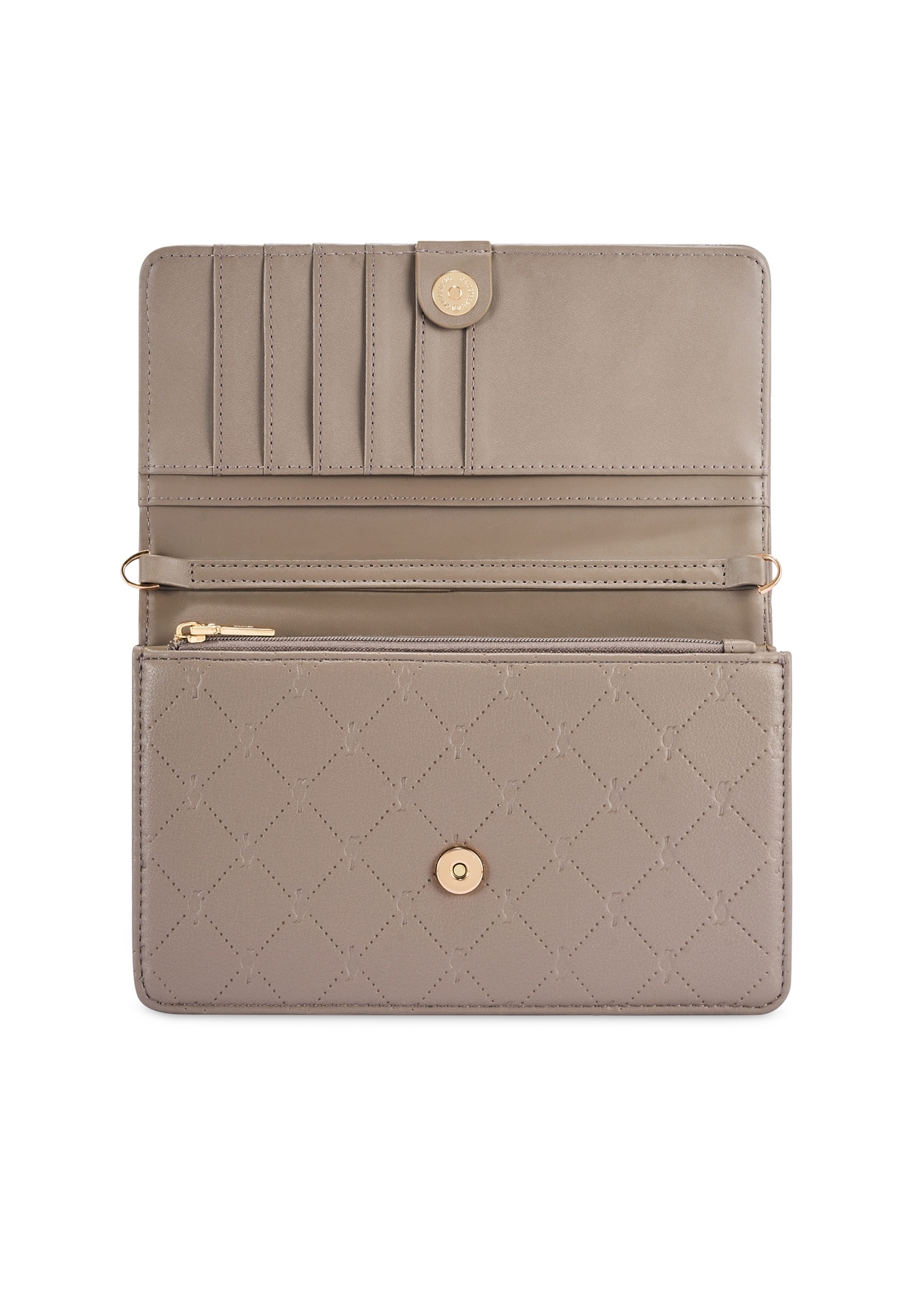 Mała torebka damska w kolorze chłodnego brązu TOREC-1178-1K(W26), widok produktu z przodu na białym tle.