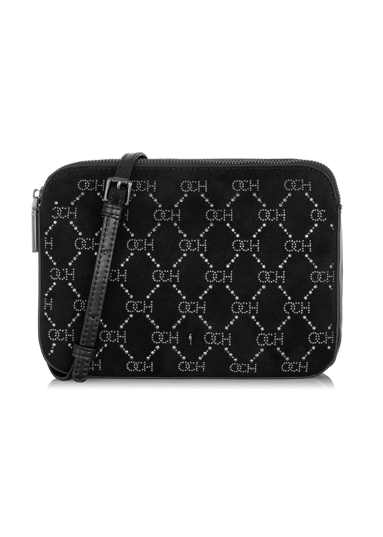 Czarna torebka damska z monogramem TOREC-0522B-96(Z23)-01