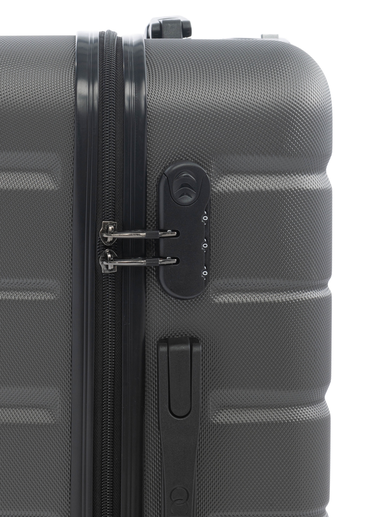 Walizka duża na kółkach WALAB-0067-9B-28(W26), widok zamka szyfrowego na białym tle.