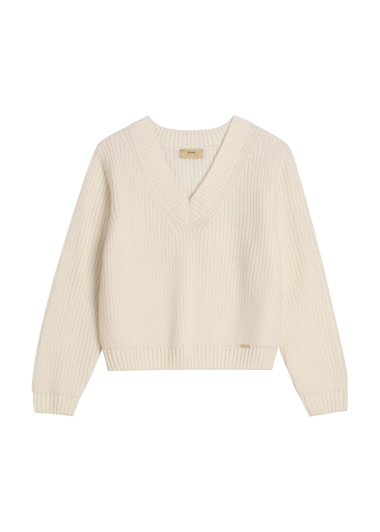 Cream women's sweater SWEDT-0162-0C(Z26) - front product view, on white background.