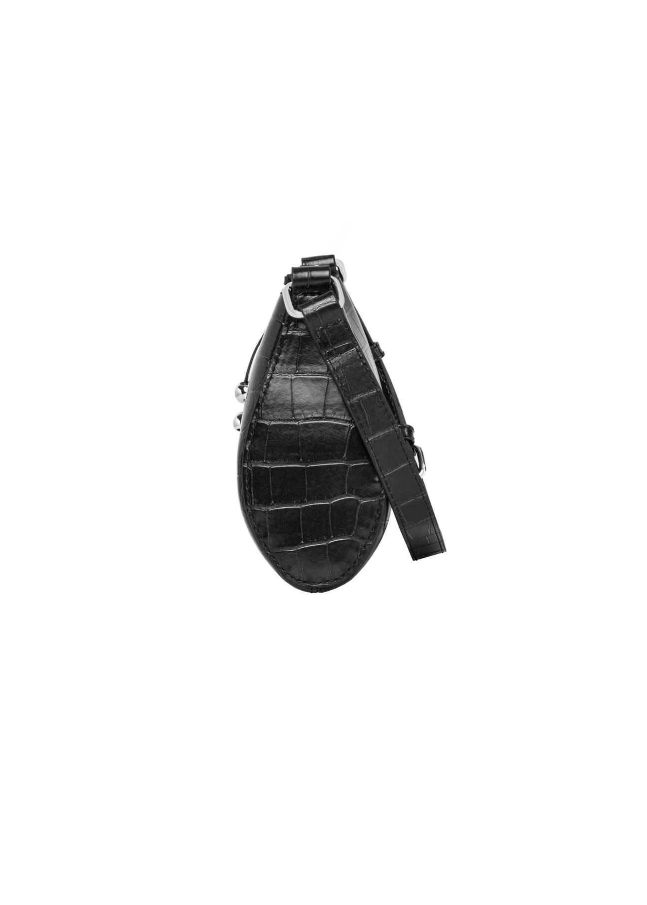 Czarna torebka damska croco TOREC-1286-9G(Z26), widok produktu od boku na białym tle.