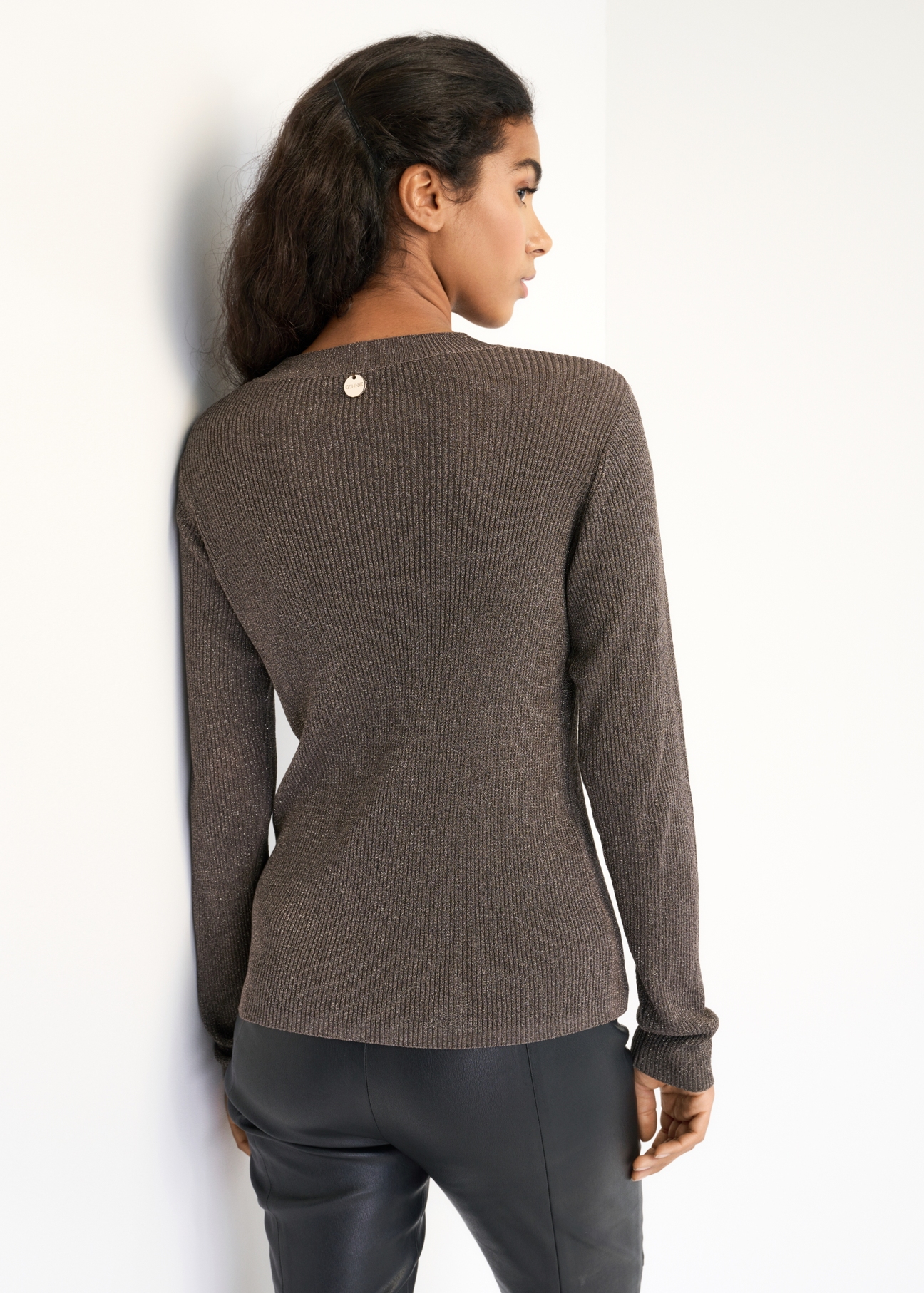 Bluzka prążkowana damska longsleeve LSLDT-0035-55(Z22)-03