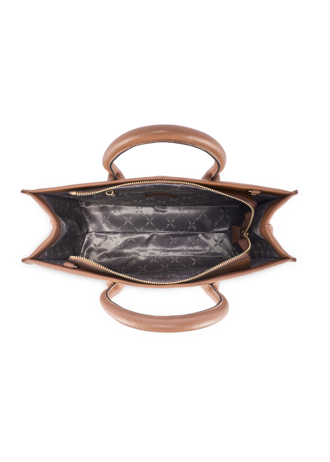 Skórzana torebka damska w kolorze camelu TORES-1206-1D(W26), widok produktu w środku na białym tle.