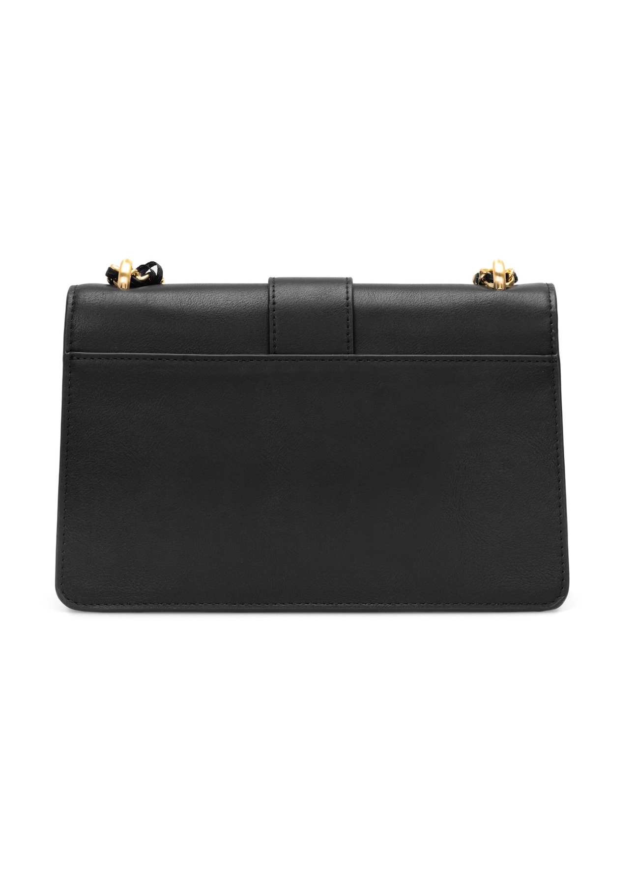 Czarna torebka listonoszka damska TOREC-1137-99(W26), widok produktu z tyłu na białym tle.