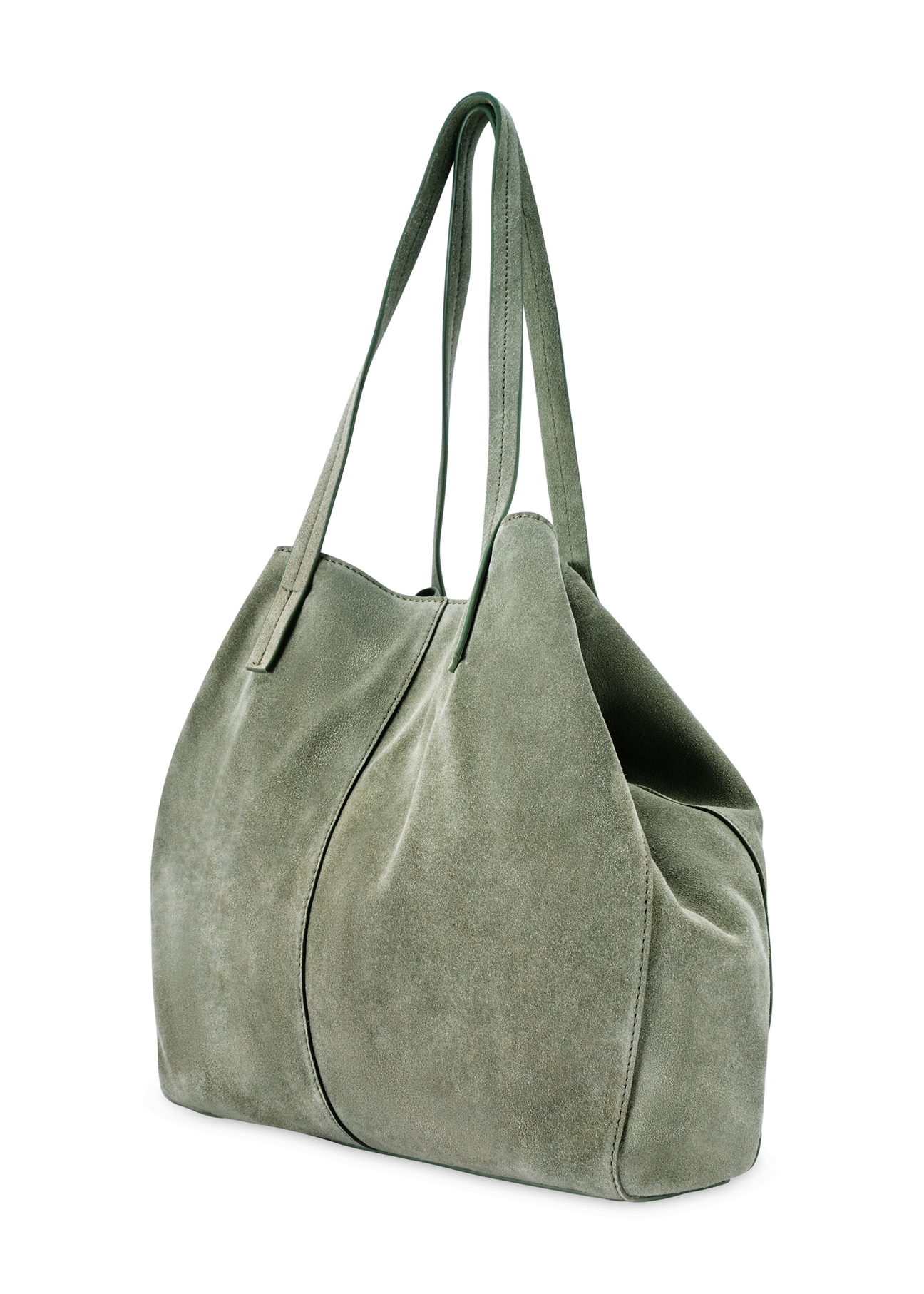 Skórzana szałwiowa torebka damska TORES-1252-8F(W26) - widok produktu po skosie, na białym tle. 