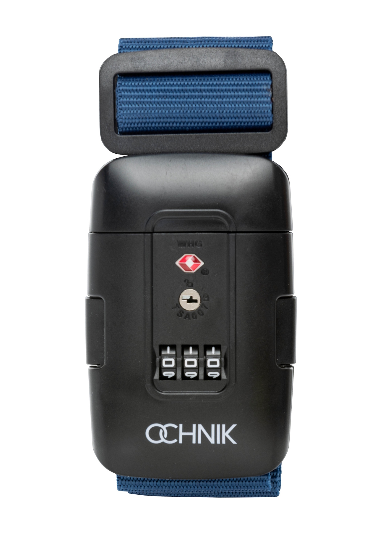 Pas bagażowy w kolorze granatowym AW-011-004-7D(W26), widok produktu z przodu na białym tle.