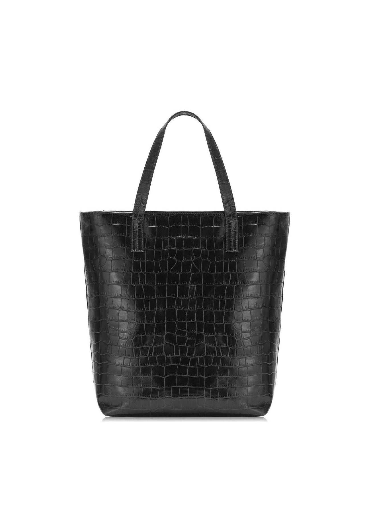 Torebka shopper damska croco TORES-0701E-99(Z25), widok produktu z tyłu na białym tle.
