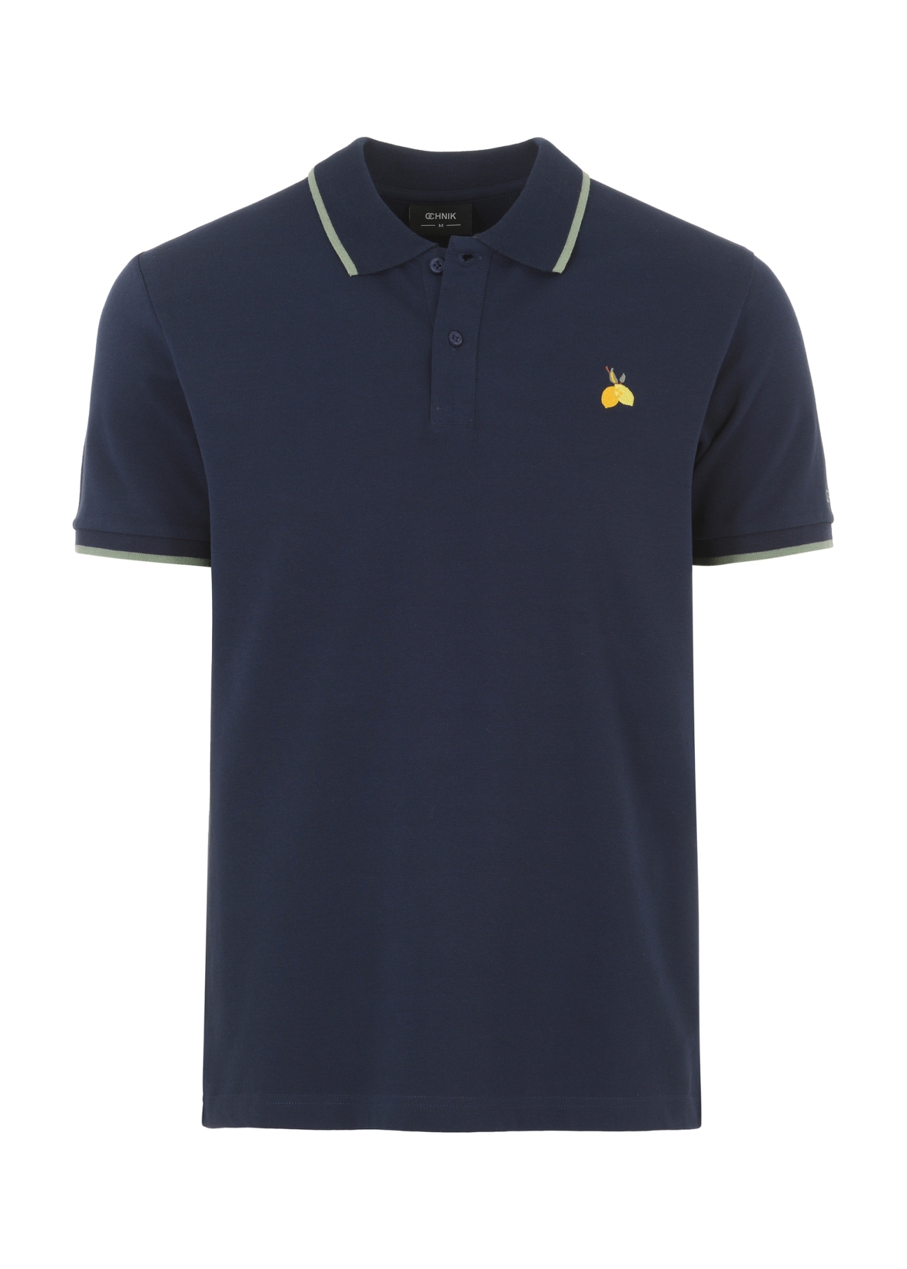 Granatowa koszulka polo z naszywką POLMT-0058-69(W23)-03
