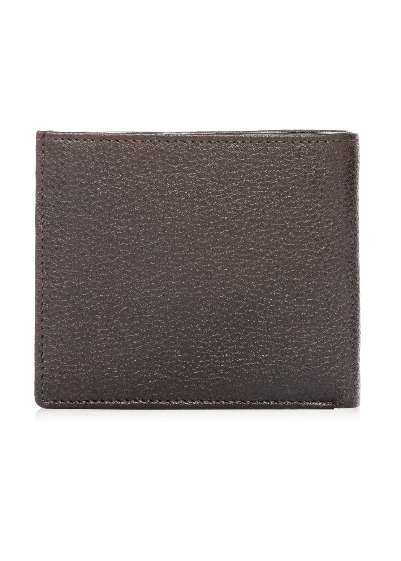 Skórzany ciemnobrązowy portfel męski PORMS-0685-1I(W26), widok produktu z tyłu na białym tle.