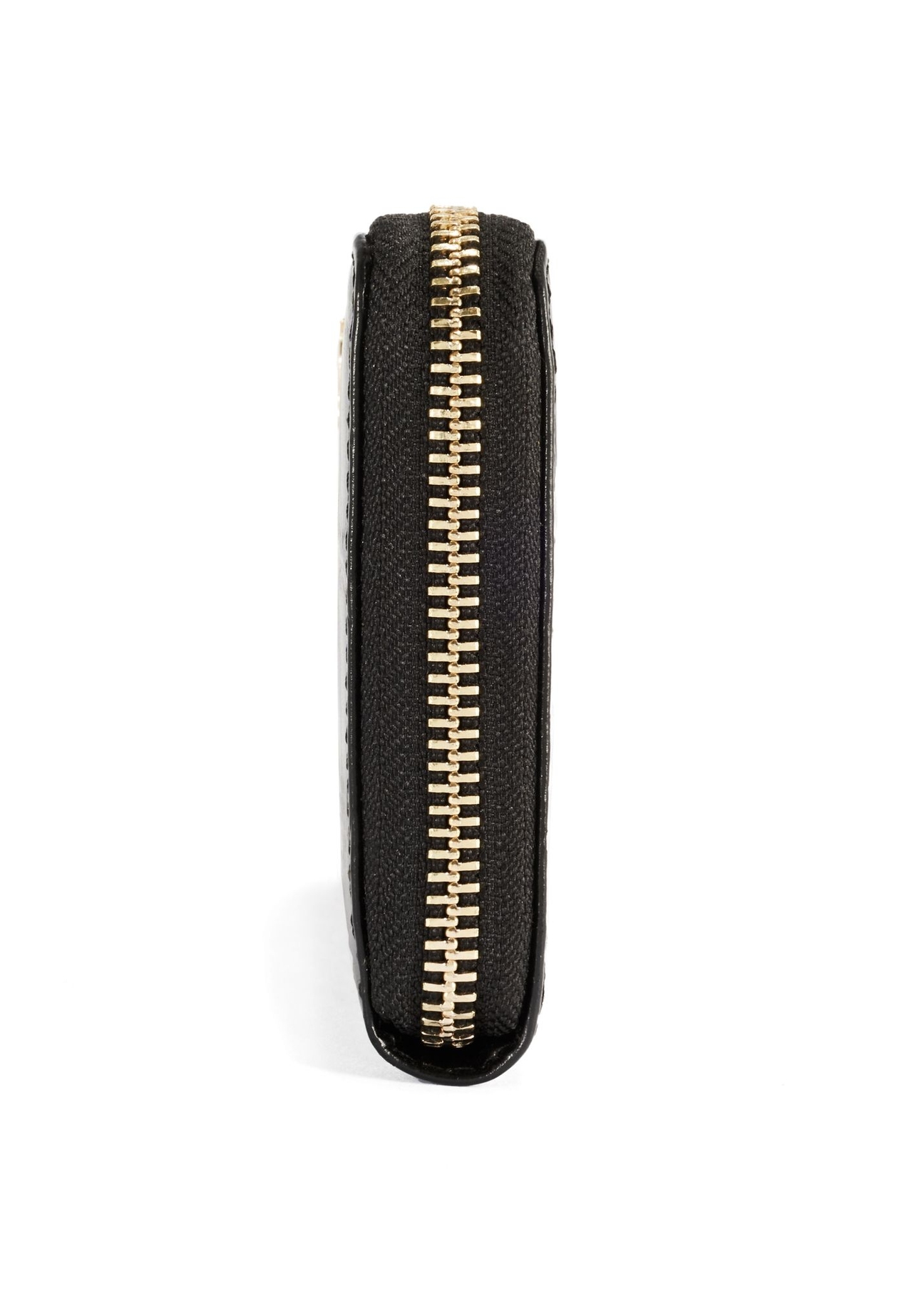 Czarny duży portfel damski croco PORES-0908-9G(Z26) - widok produktu z boku, na białym tle. 