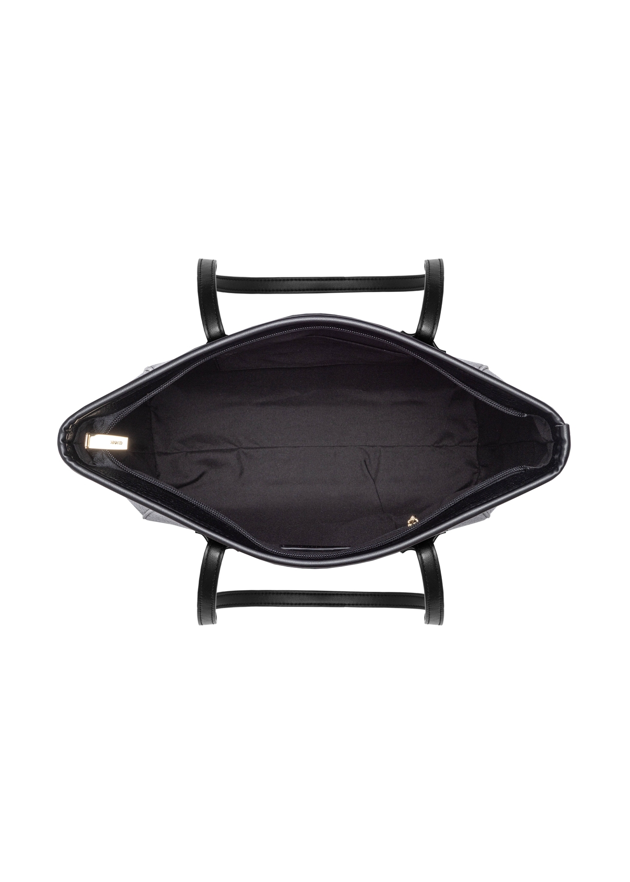 Czarna shopperka damska TOREC-1162-99(W26), widok produktu od góry na białym tle.