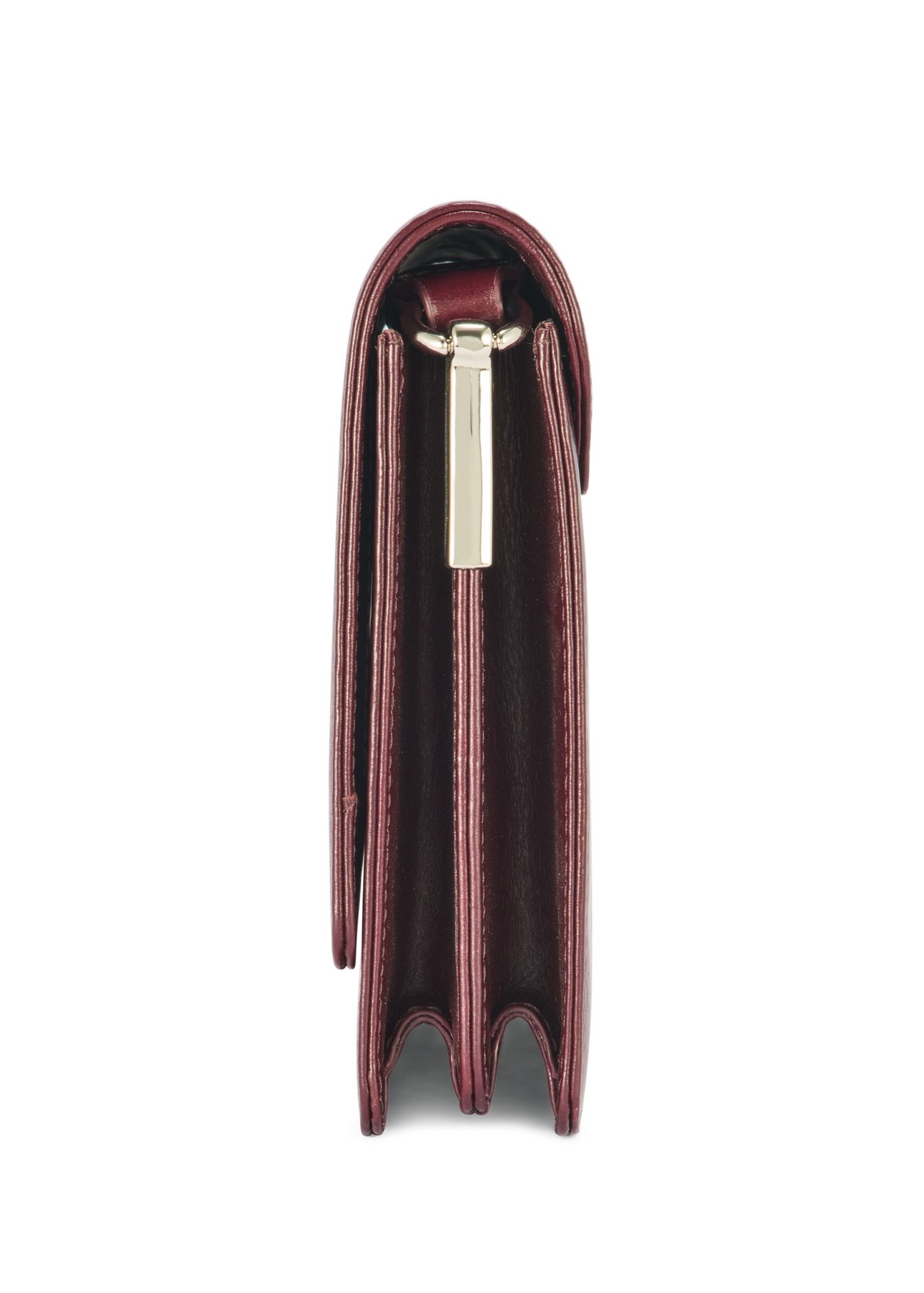 Skórzana torebka damska w kolorze bordowym TORES-1189-49(Z25) - widok produktu z boku na białym tle. 