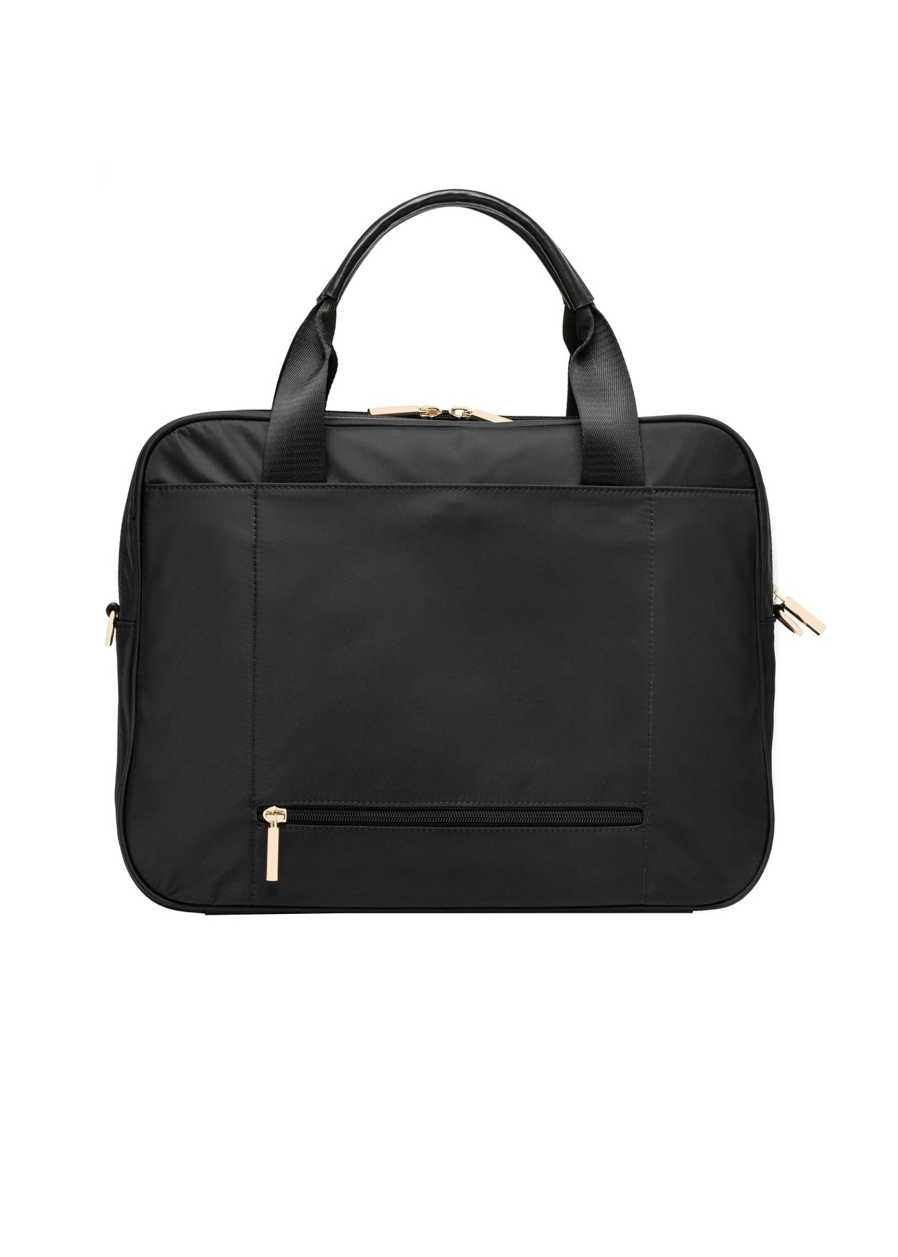Czarna torba na laptopa TOREN-0352-99(Z26), widok produktu z tyłu na białym tle.