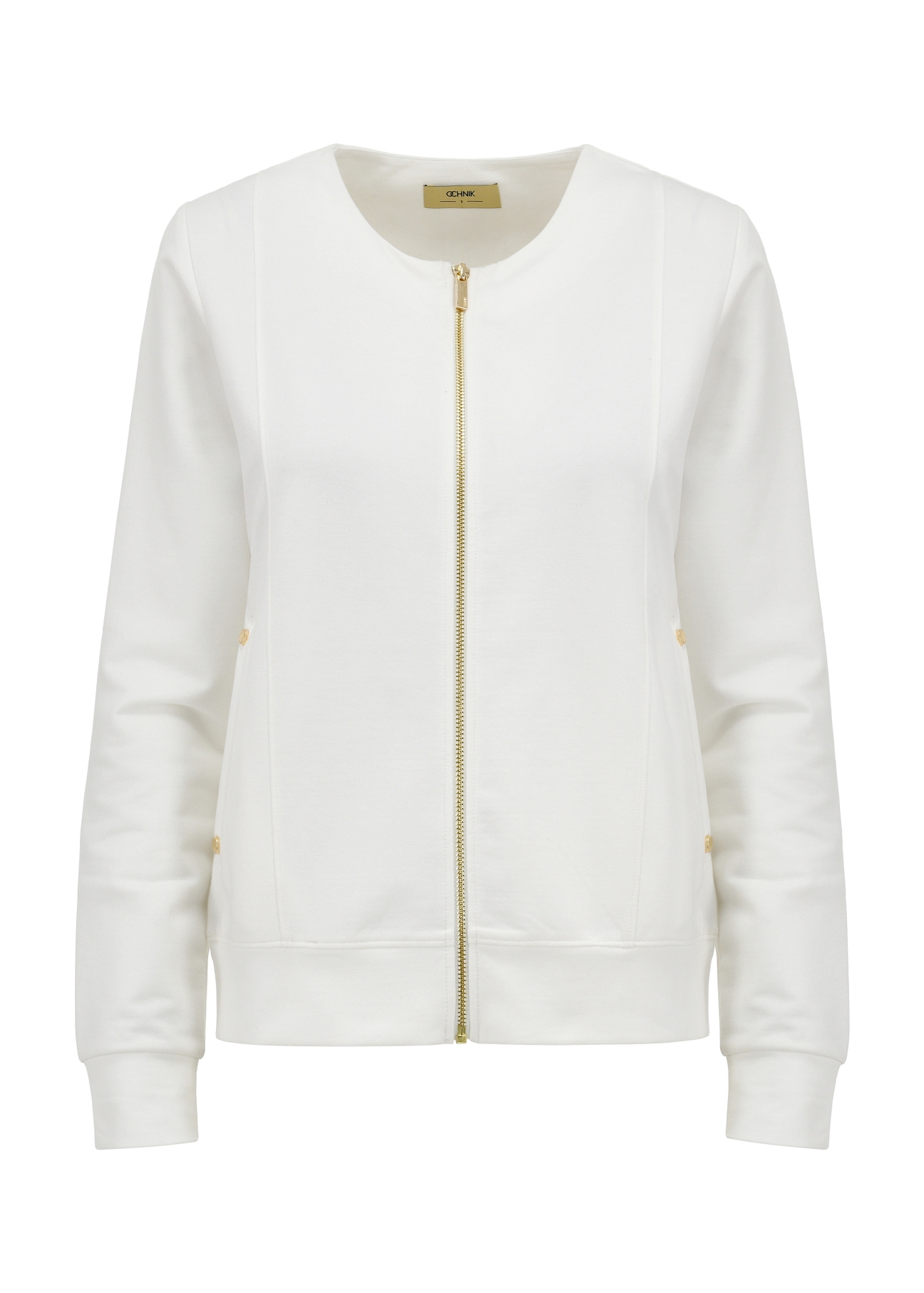 Kremowa bluza damska na suwak BLZDT-0086A-12(W24)-05