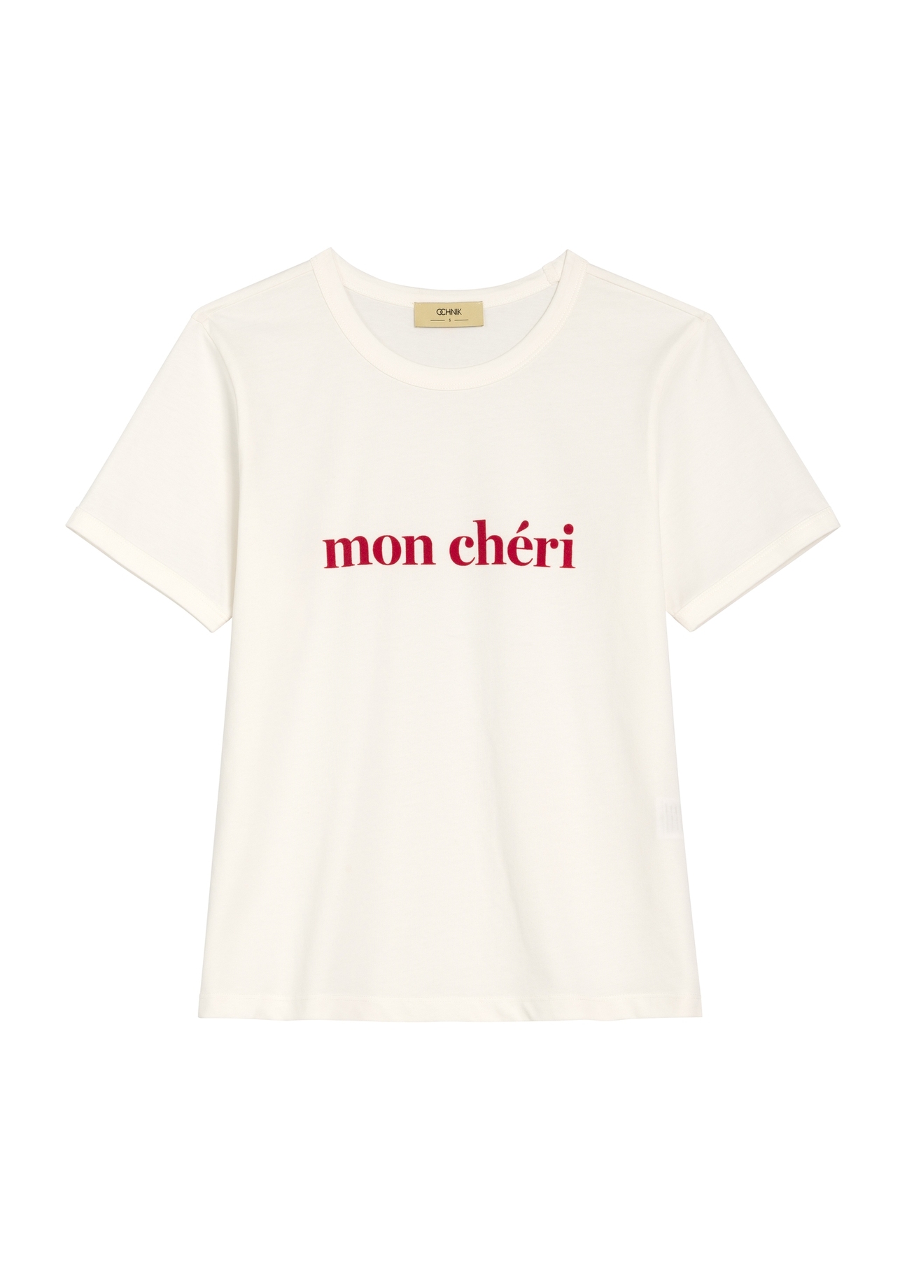 Biały T-shirt damski z nadrukiem TSHDT-0152-0B(W26), widok produktu od przodu na białym tle.