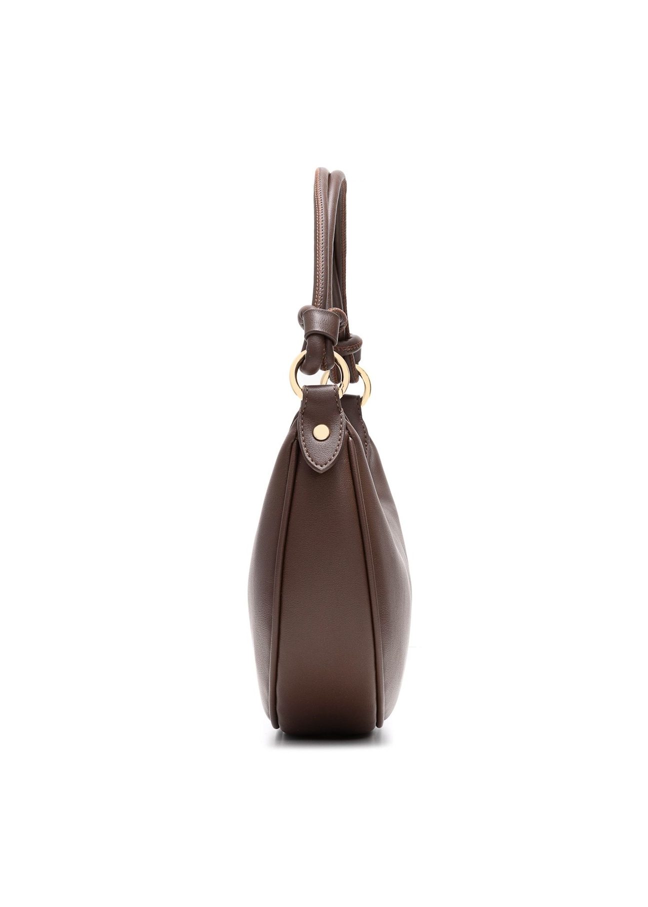 Brown small women's hobo bag TOREC-1097-1H(W26)- widok produktu z boku na białym tle.