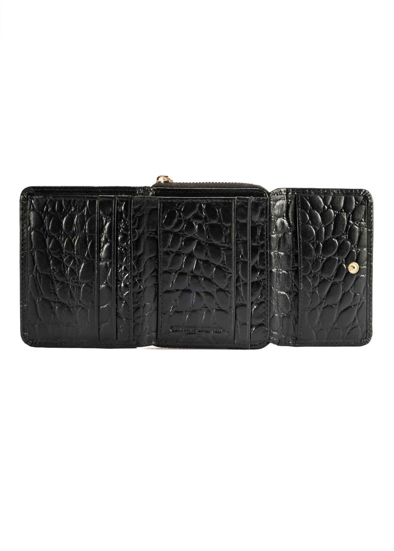 Skórzany czarny portfel damski croco PORES-0906-9G(Z26), widok produktu w środku na białym tle.