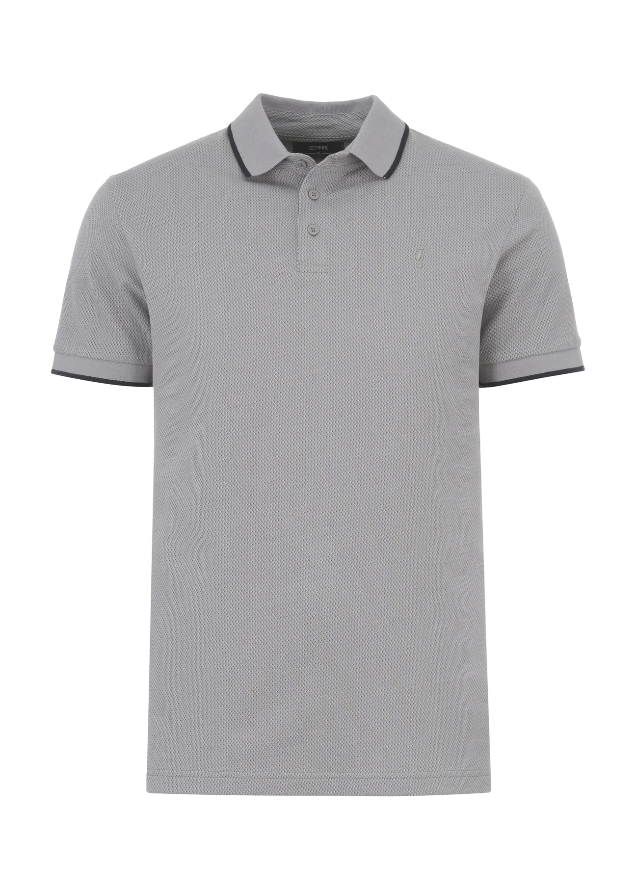 Szara koszulka polo w kropki POLMT-0062-91(W23)-04