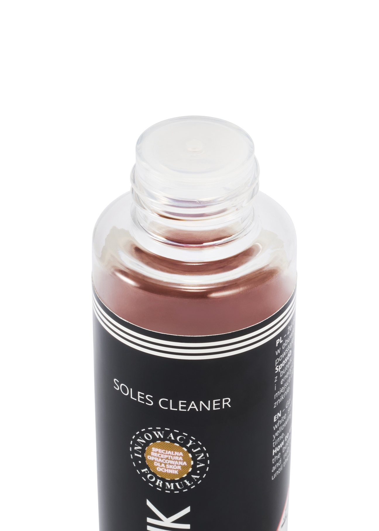 Żel do białych podeszw SOLES-CLEANER, zbliżenie na produkt, widok na białym tle.