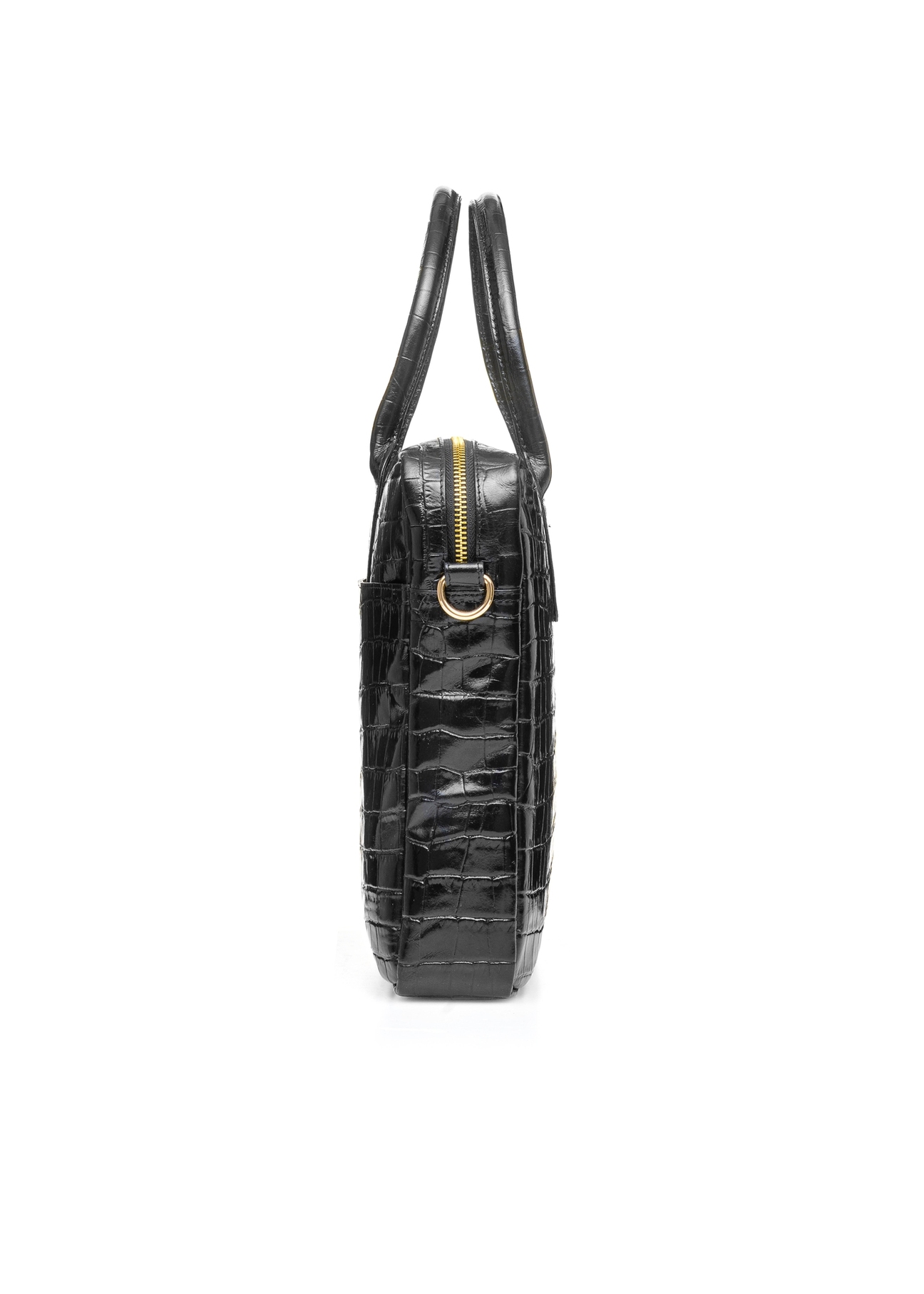 Skórzana elegancka torba damska croco TORES-1128E-99(Z25), widok produktu od boku na białym tle.