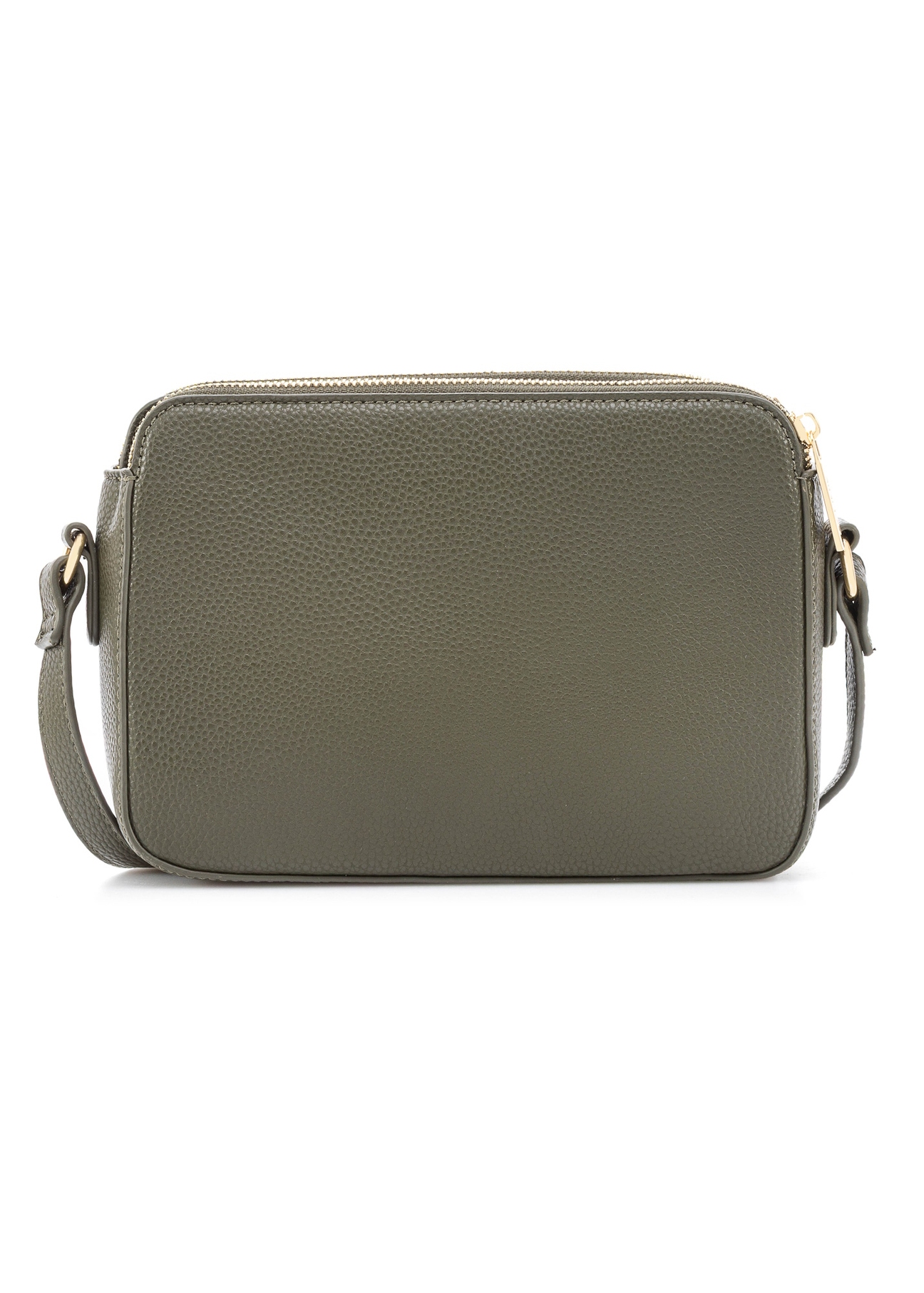 Mała torebka damska khaki TOREC-0830B-55(Z25), widok produktu z tyłu na białym tle.