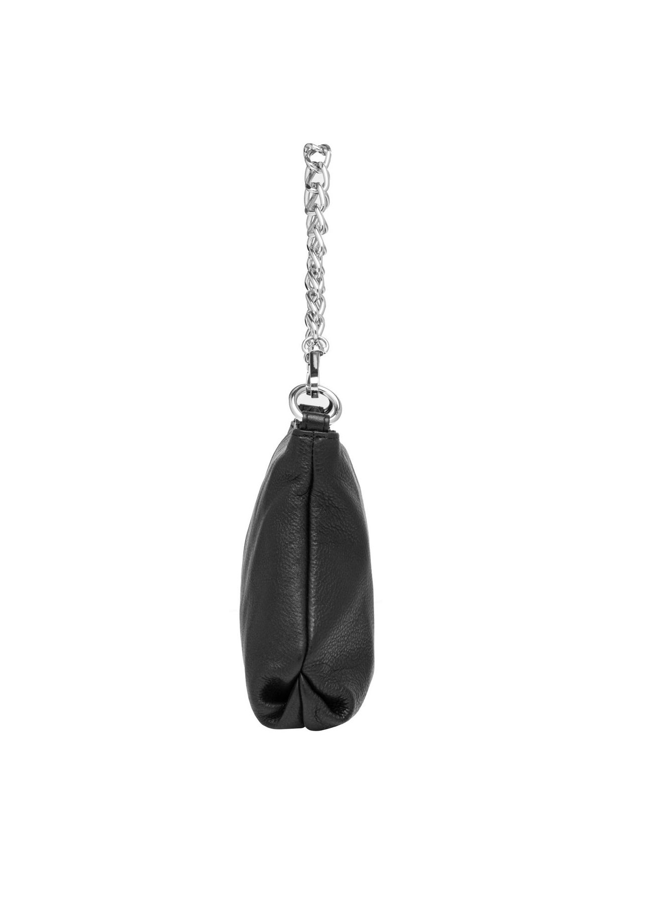 Czarna torebka z łańcuszkiem na ramię TORES-1387-99(Z26) - widok produktu z boku, na białym tle.