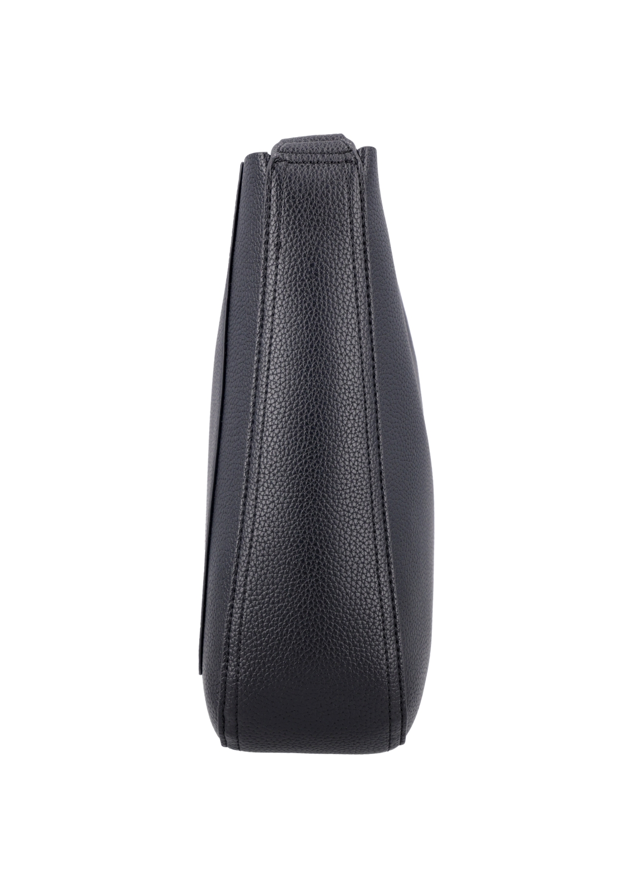 Czarna torebka damska hobo TOREC-1257-9I(Z26). Widok produktu od boku na białym tle.