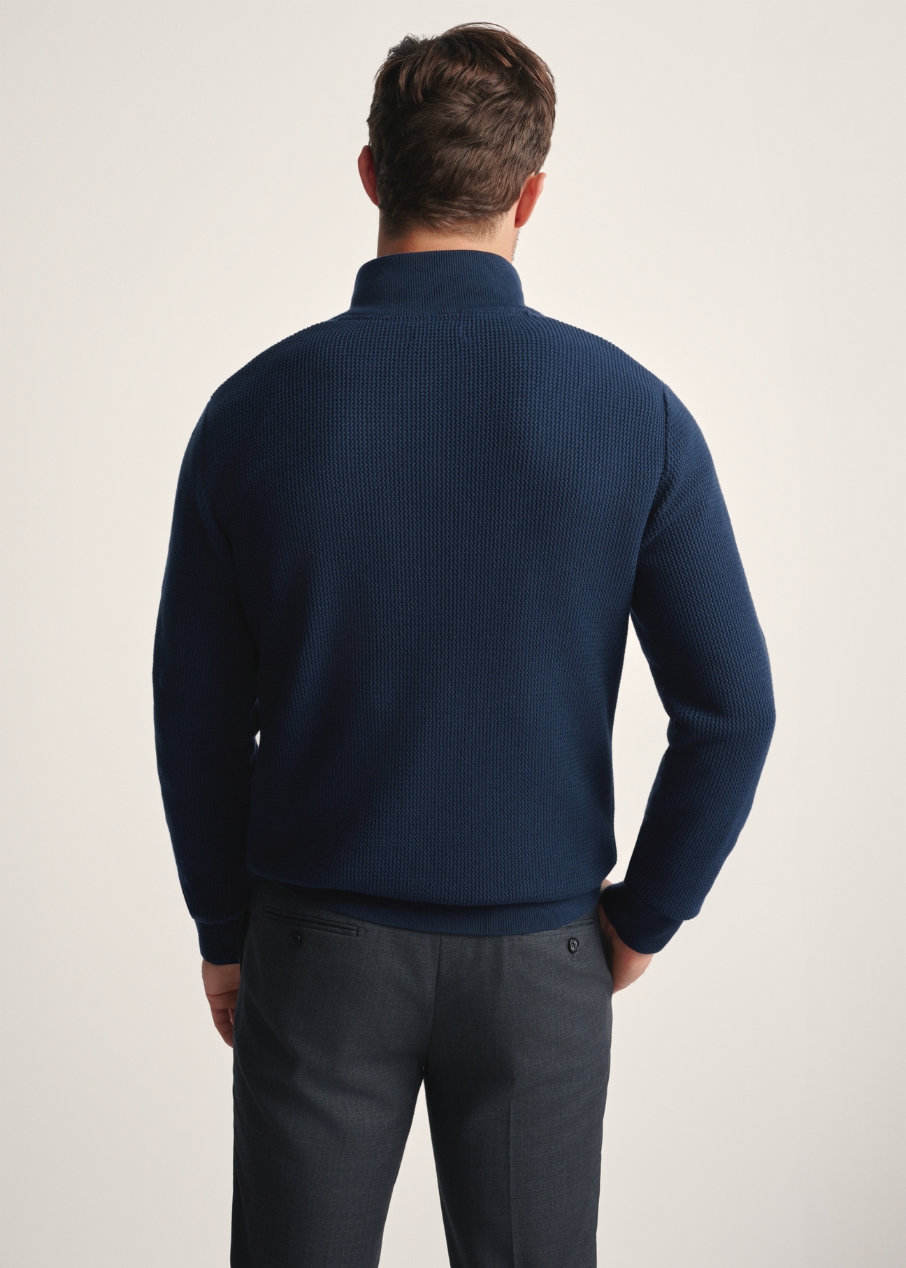 Granatowy sweter męski z suwakiem SWEMT-0167-68(Z25)