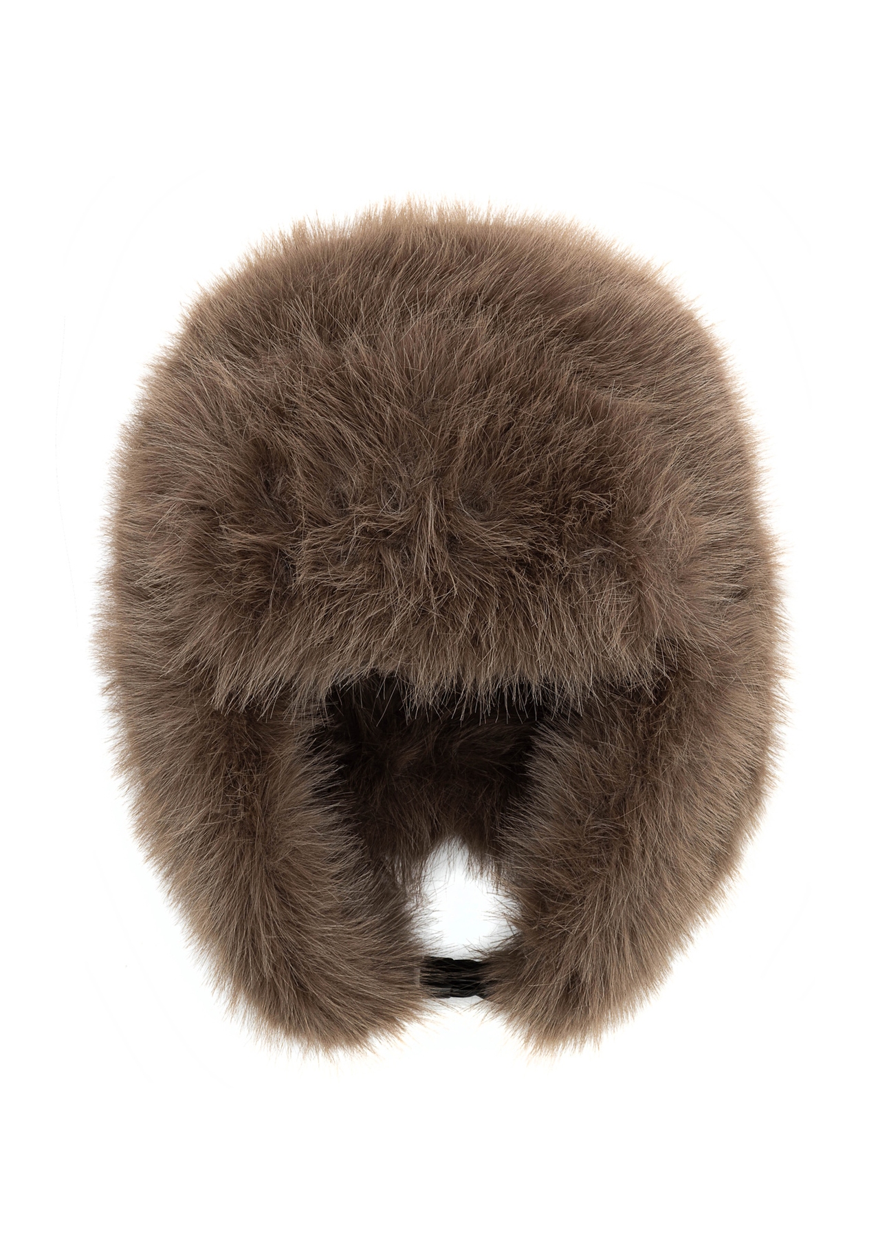 Brązowa czapka uszatka damska CZADF-0047-89(Z25) - widok produktu z przodu na białym tle. 