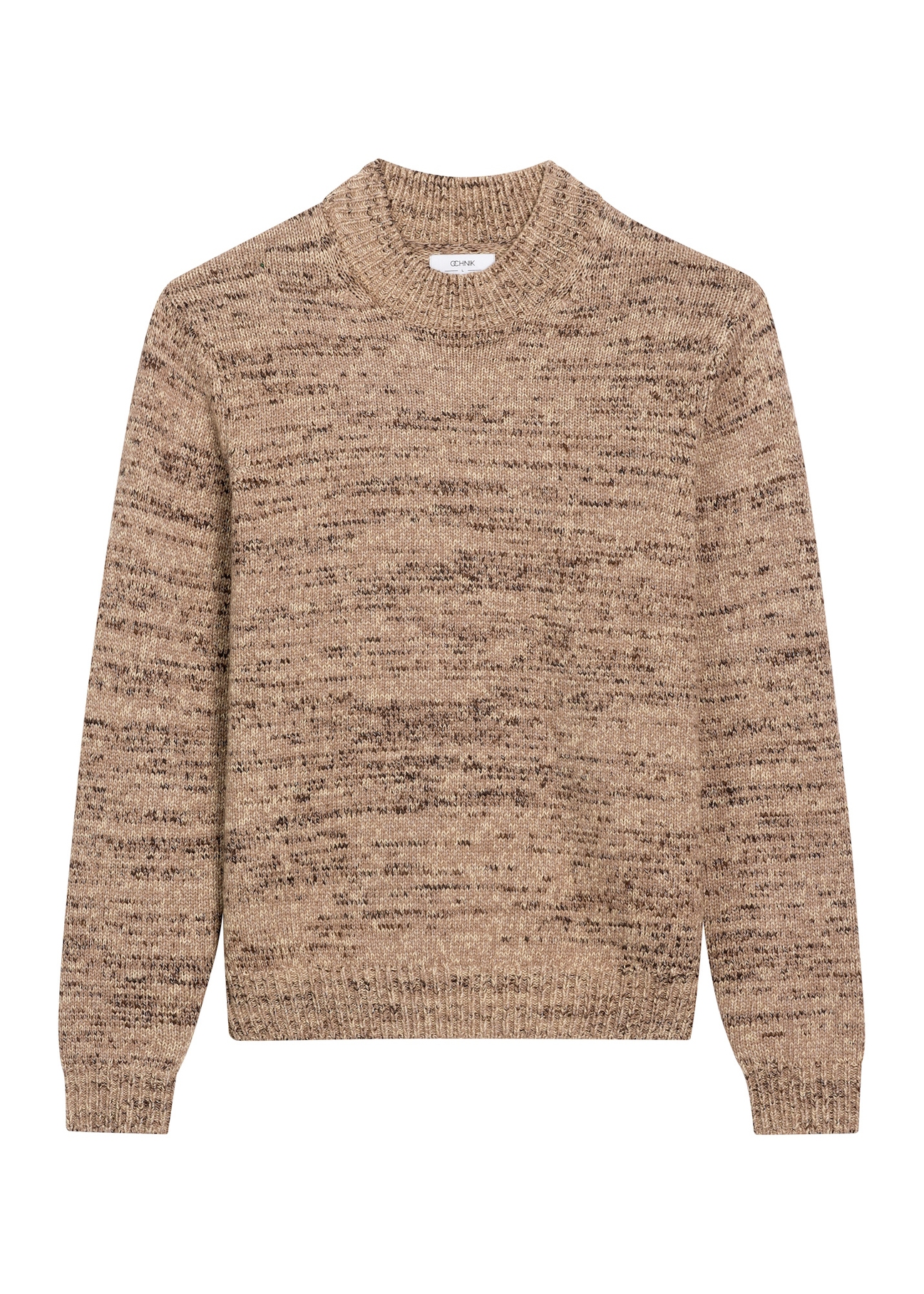 Brązowy sweter męski SWEMT-0194-1K(Z26), widok produktu z przodu na białym tle.