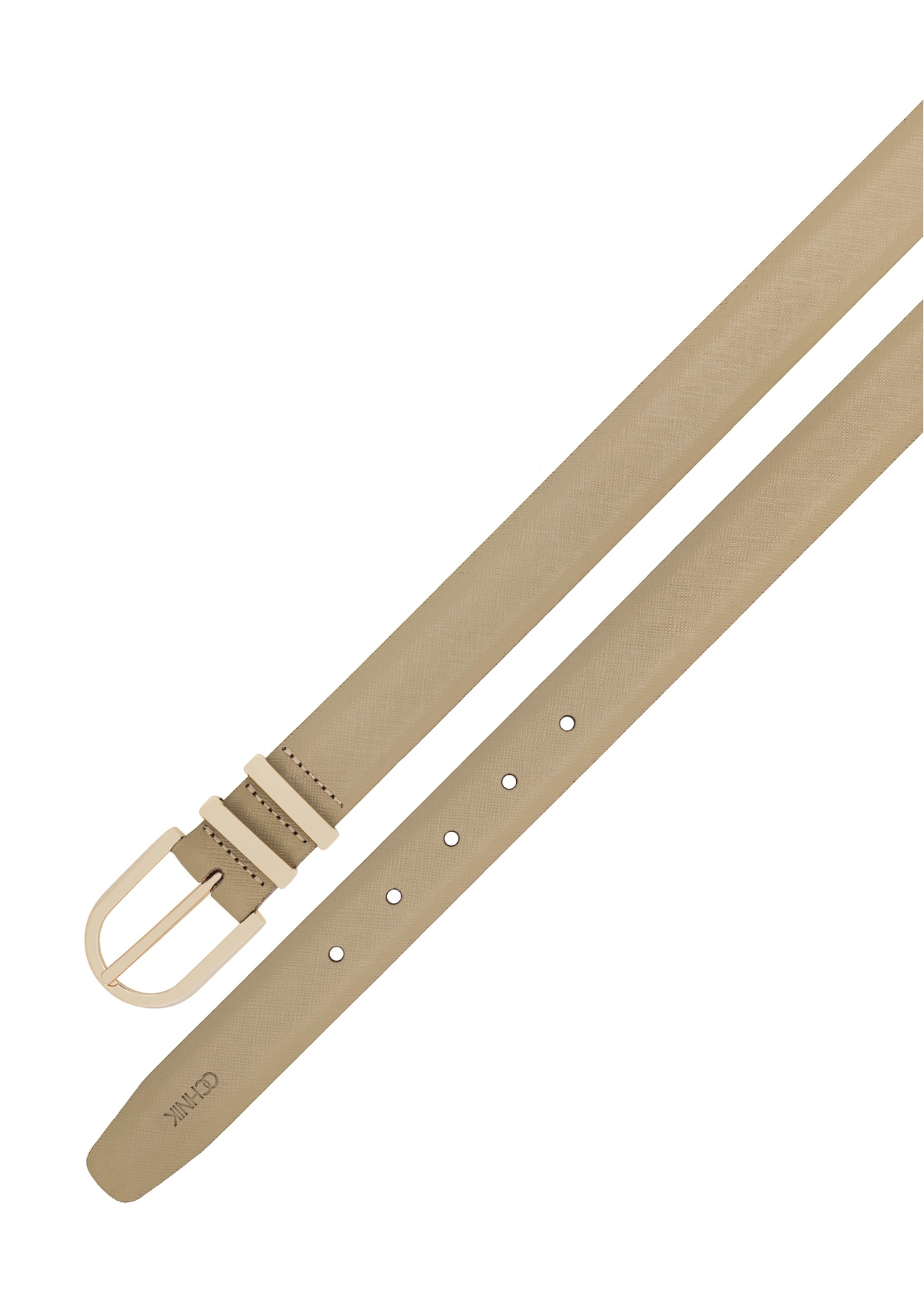 Beżowy skórzany pasek damski PASDS-0159D-81(W25)-04