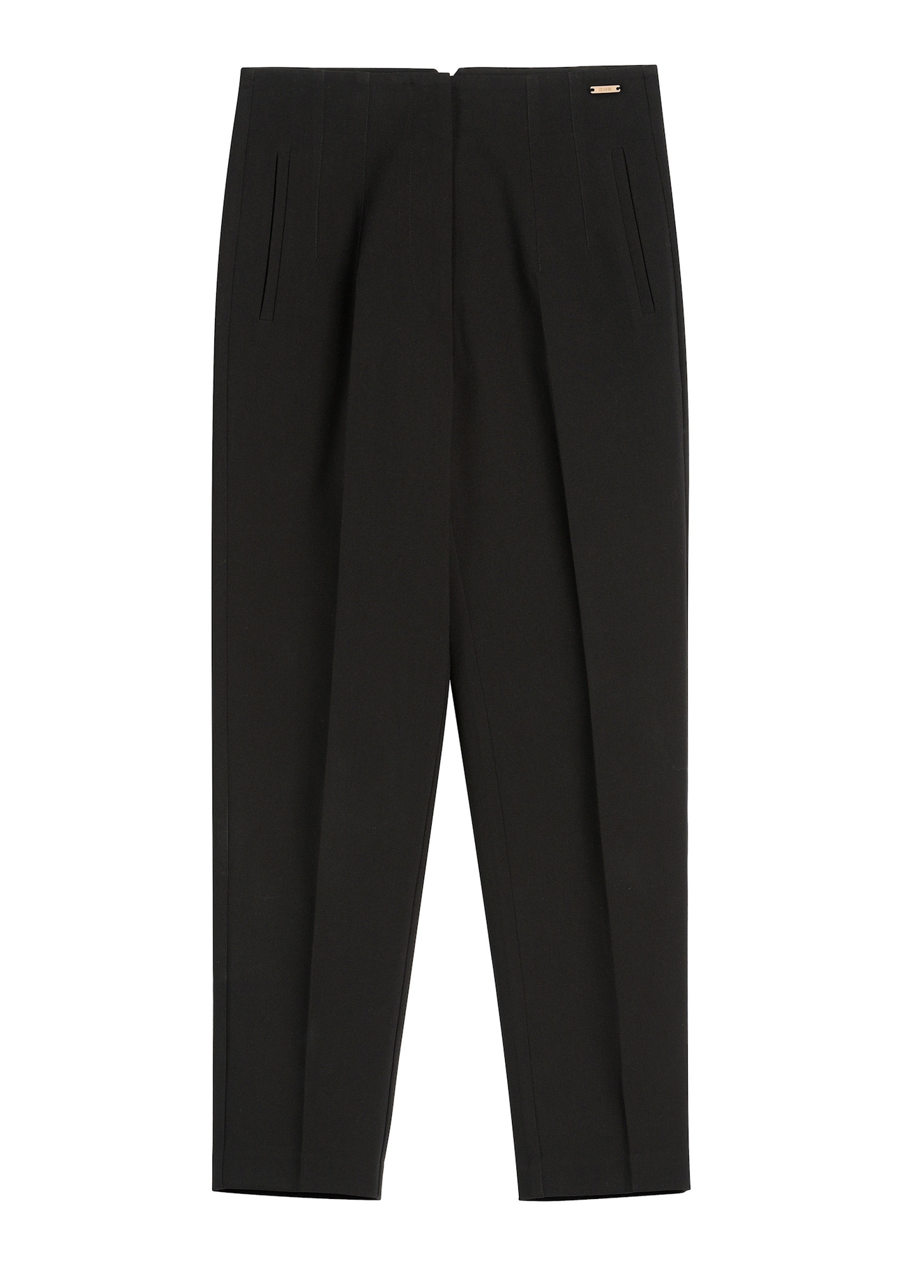 Czarne eleganckie spodnie damskie SPODT-0109-99(W26) - widok produktu z przodu, na białym tle. 