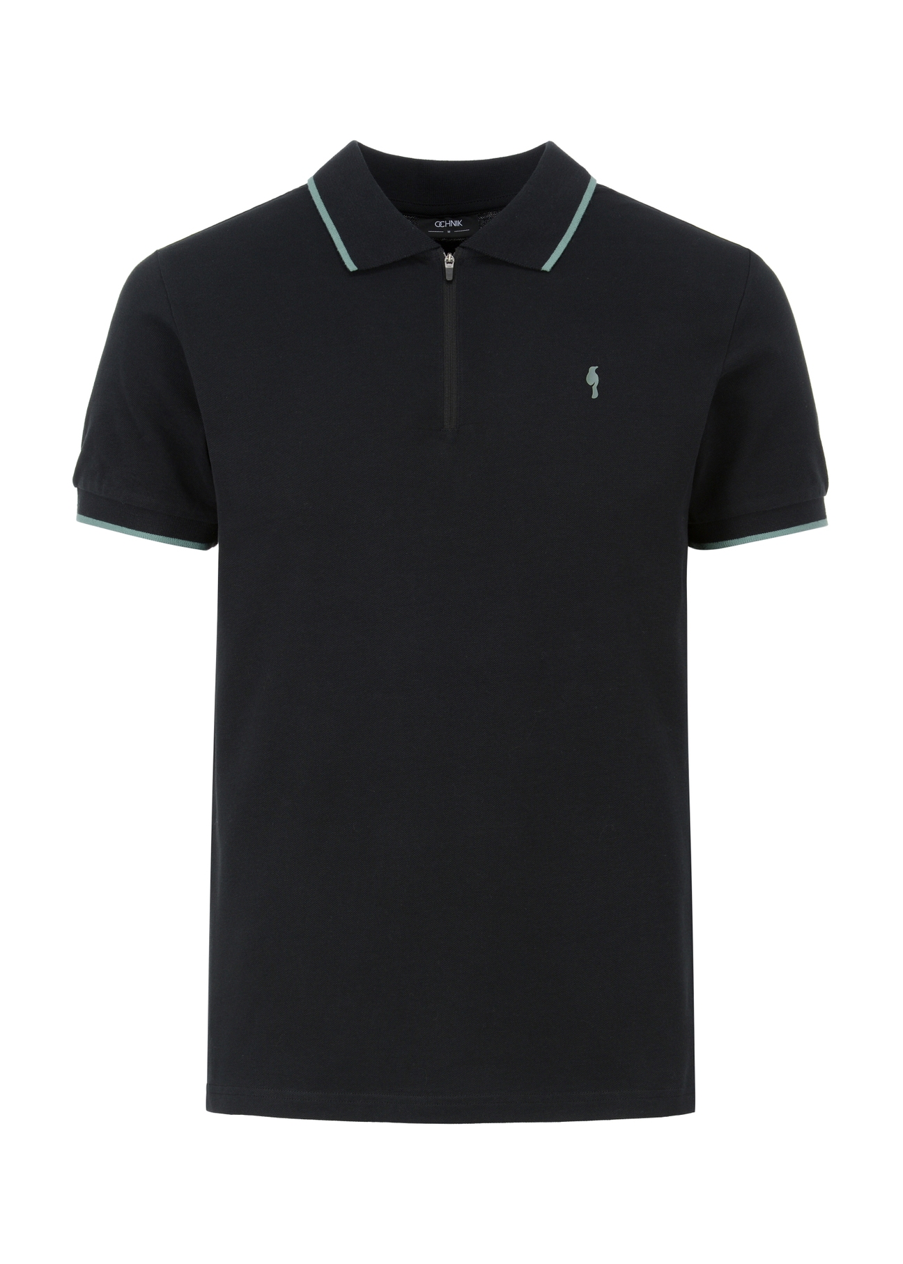 Czarna koszulka polo z logo POLMT-0059-99(W23)-04