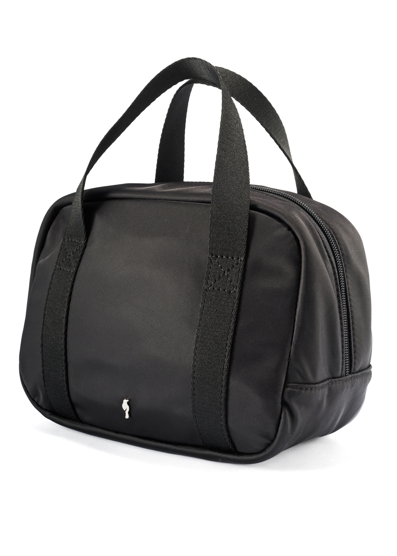 Czarna torebka typu lunchbox TOREN-0328-99(Z25), widok produktu skosem na białym tle.