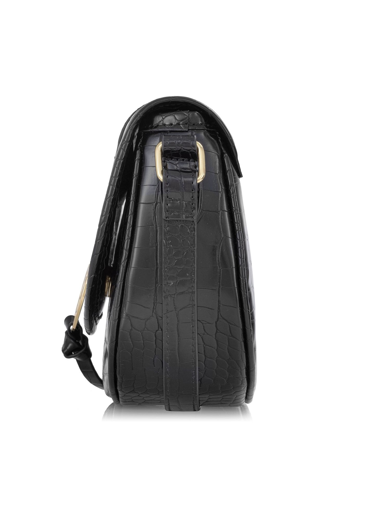Czarna zaokrąglona listonoszka croco TOREC-0756A-97(W24)-03