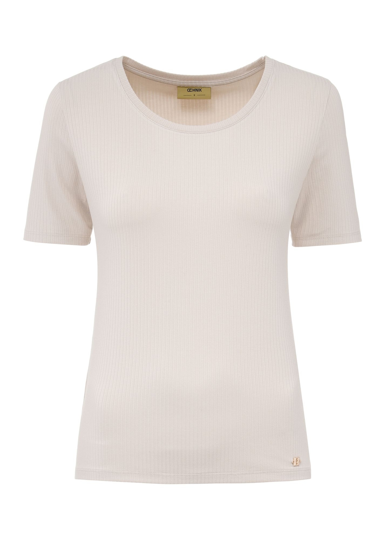 T-shirt jasnobeżowy basic damski TSHDT-0114-80(Z24)-01