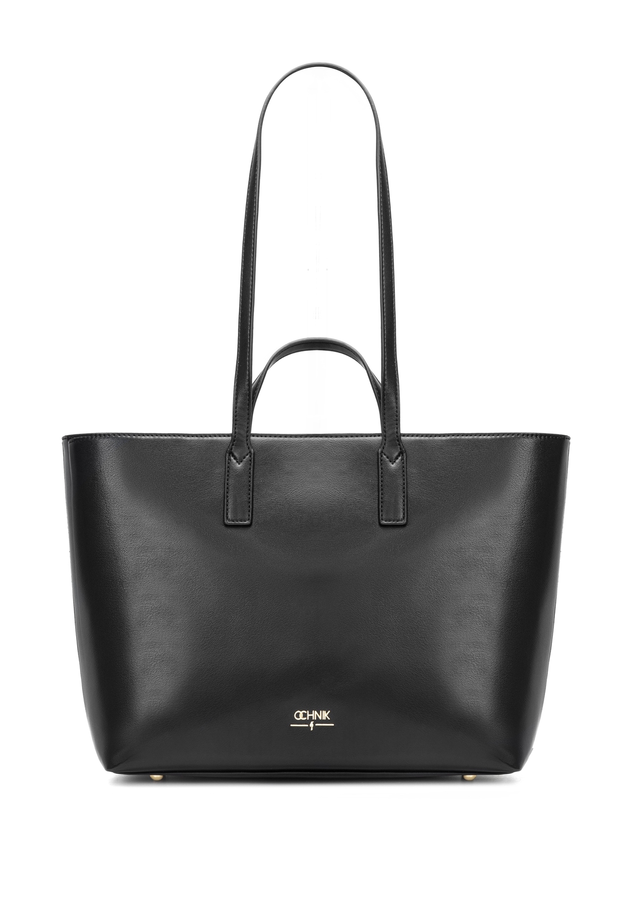 Czarna torebka damska shopper TOREC-1204-99(W26), widok produktu z przodu na białym tle.