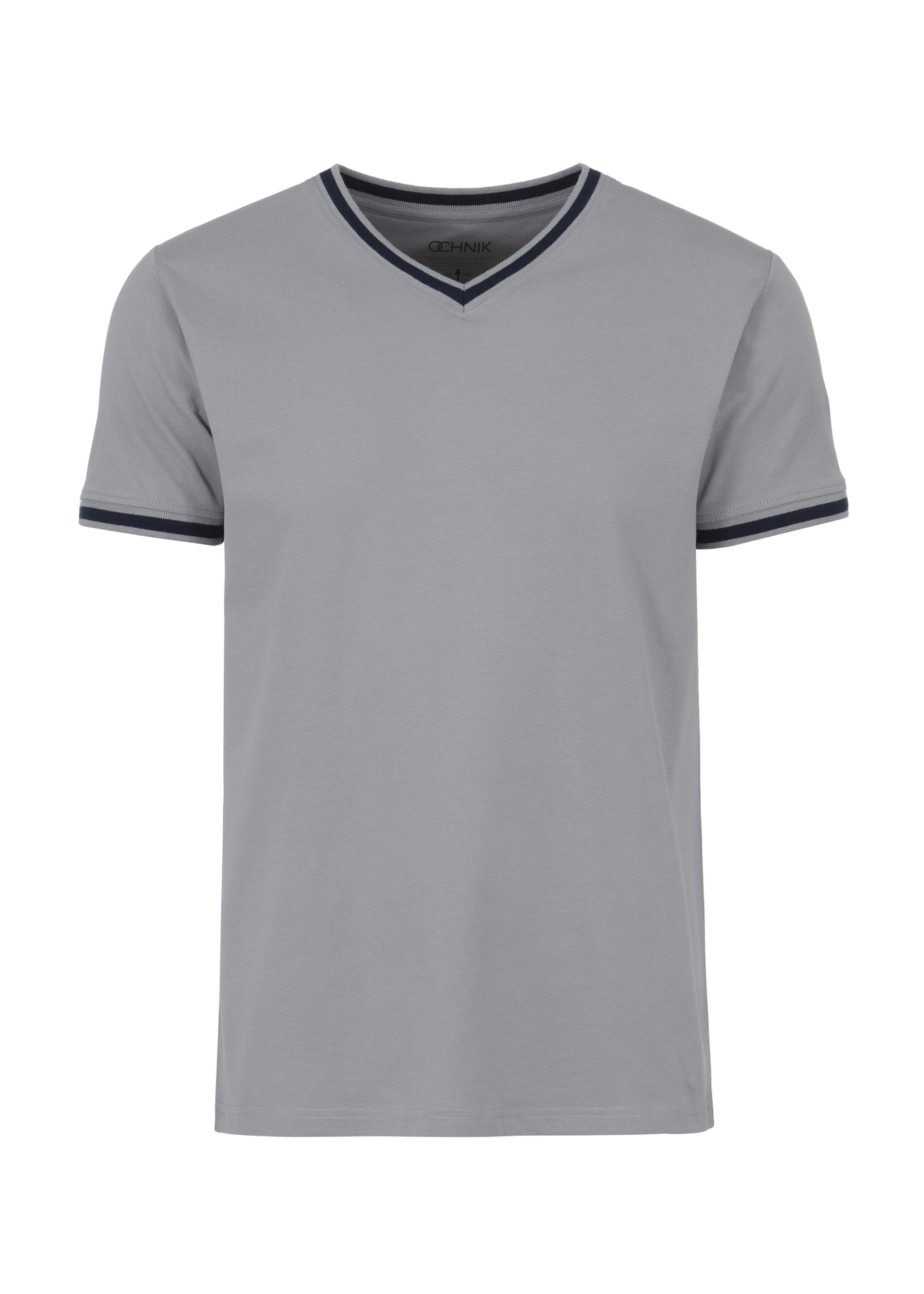 Szaro-granatowy T-shirt męski TSHMT-0069-66(W23)-04