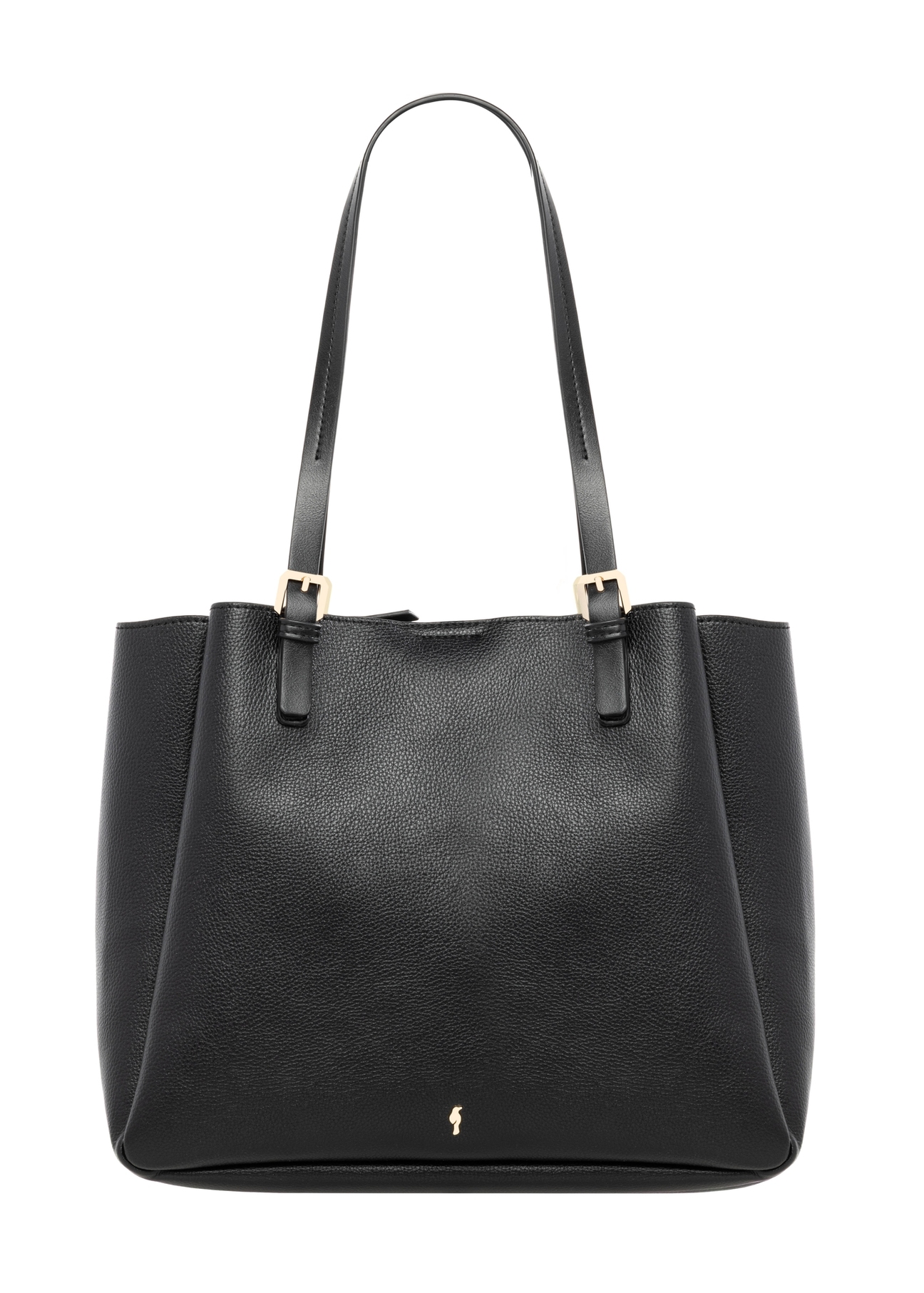 Czarna damska torebka typu shopper TOREC-1344-9I(Z26) - widok produktu z przodu, na białym tle. 