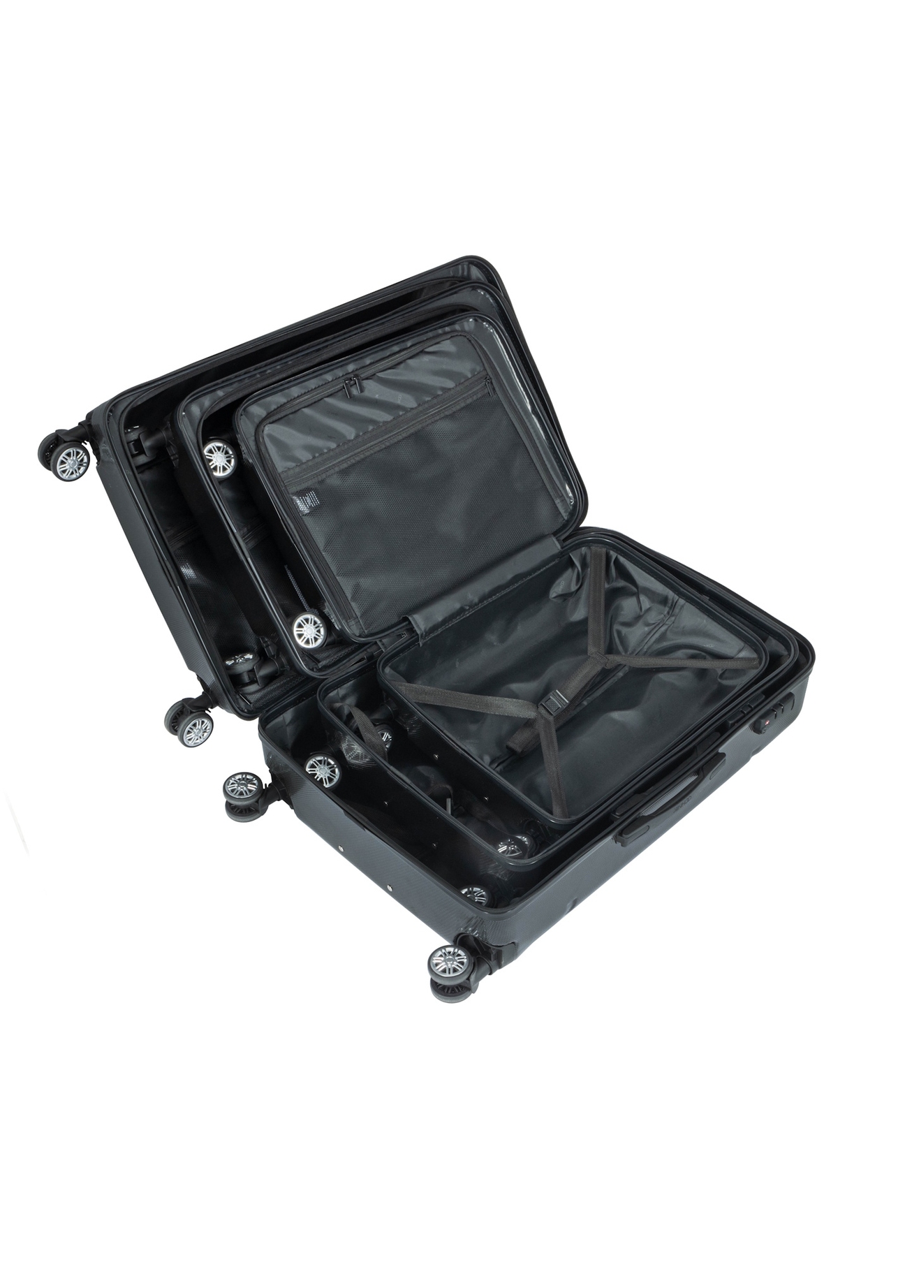 Komplet walizek na kółkach 19'/24'/28' WALPC-0014-99(W26), widok produktów w środku na białym tle.
